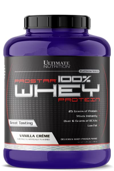 Ultimate Nutrition Prostar Whey Protein Powder - 5.28lbs Vanilla Crème | Low Carb, Keto Friendly Protein Shake with 25g Protein & BCAAs | Whey Isolate, Concentrate & Peptides Blend | Perfect for Post-Workout Recovery, Muscle Building & Weight Management