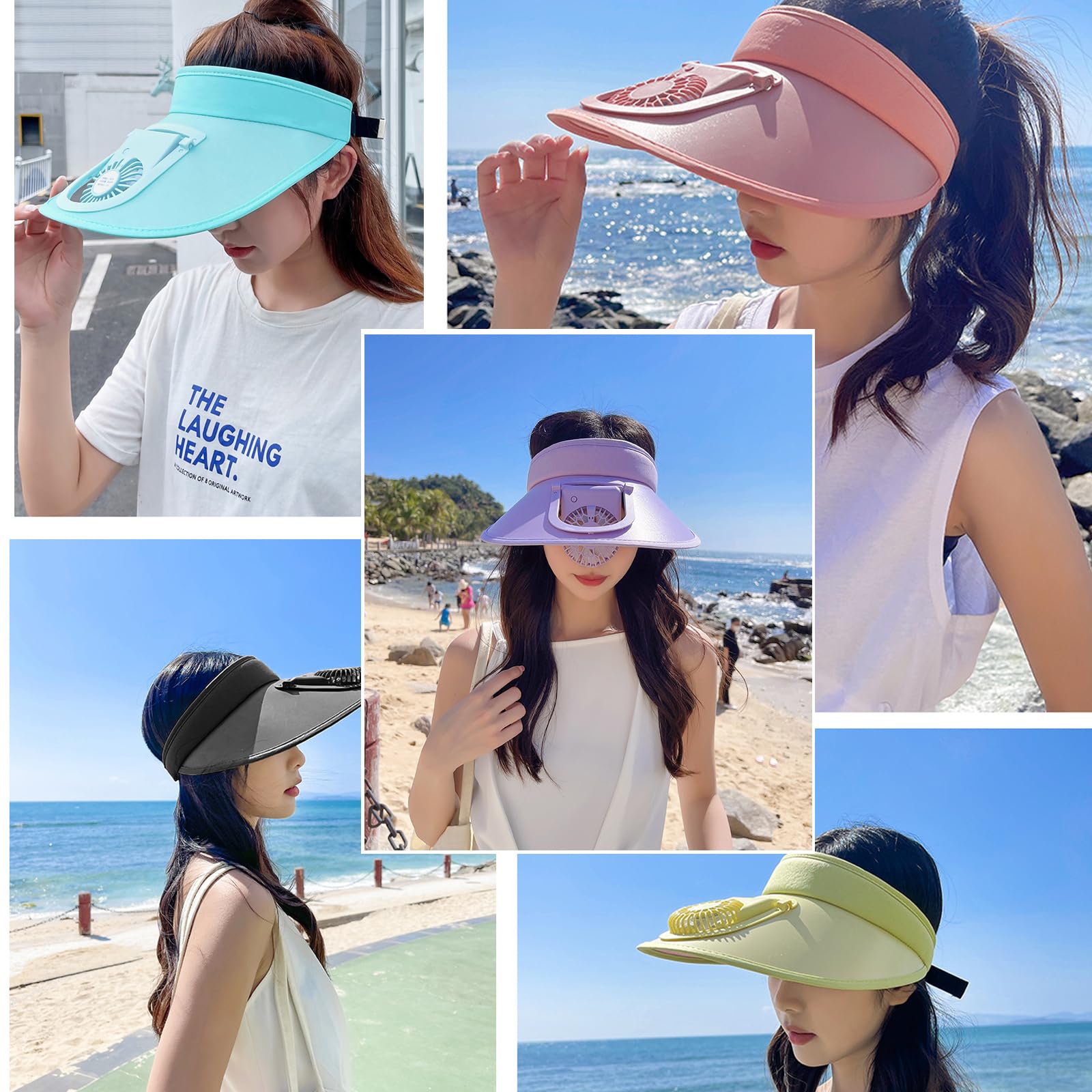 Women's Sun Visor Hat with Built-in Cooling Fan - UV Protection Outdoor Sports Visor for Running, Golf, Beach & Summer Activities
