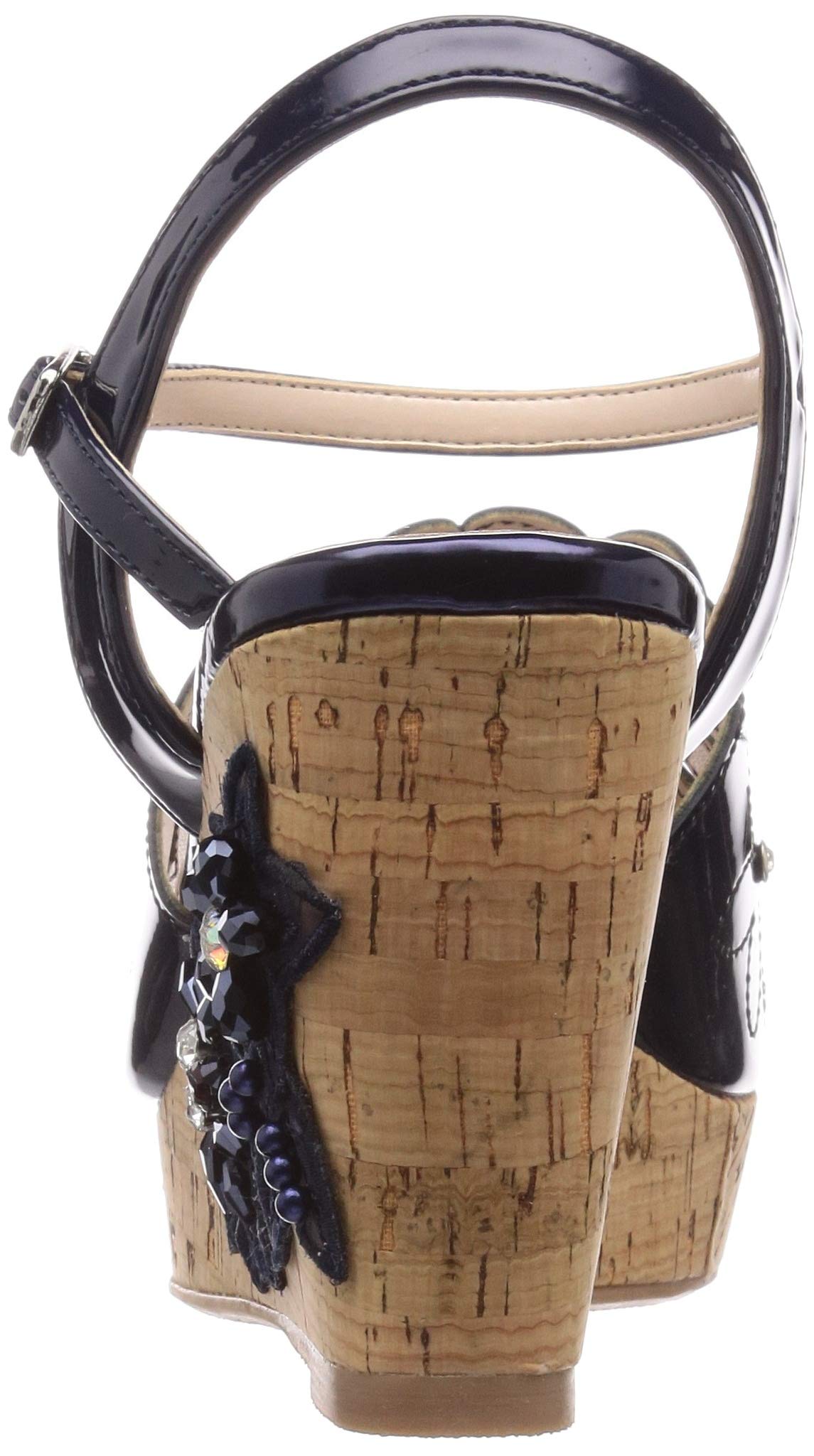 Bridget Birkin 502105 Women's Flower Cut-Out Cork Sandals - Comfortable Summer Beach Slides for Women - Size 24.5 cm (NVE) - Perfect for Vacation, Poolside, and Casual Outings