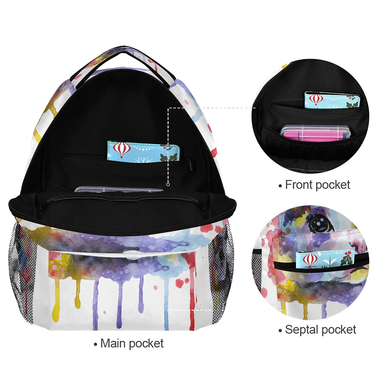 ALAZA Cute Cat Backpack for Girls & Boys - Rainbow Tie Dye School Bookbag for Elementary Teens, Lightweight Laptop Daypack for Travel & College - Perfect for School, Work & Outdoor Adventures
