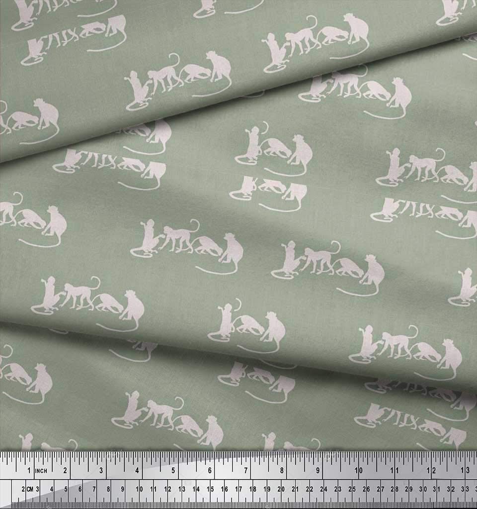 Soimoi Moss Georgette Brown Fabric by The Yard - 42 Inch Wide Monkey Jungle Print Fabric for Kids Clothing, Dresses & DIY Crafts - Soft Animal Print Material for Children's Apparel, Costumes & Home Decor Projects