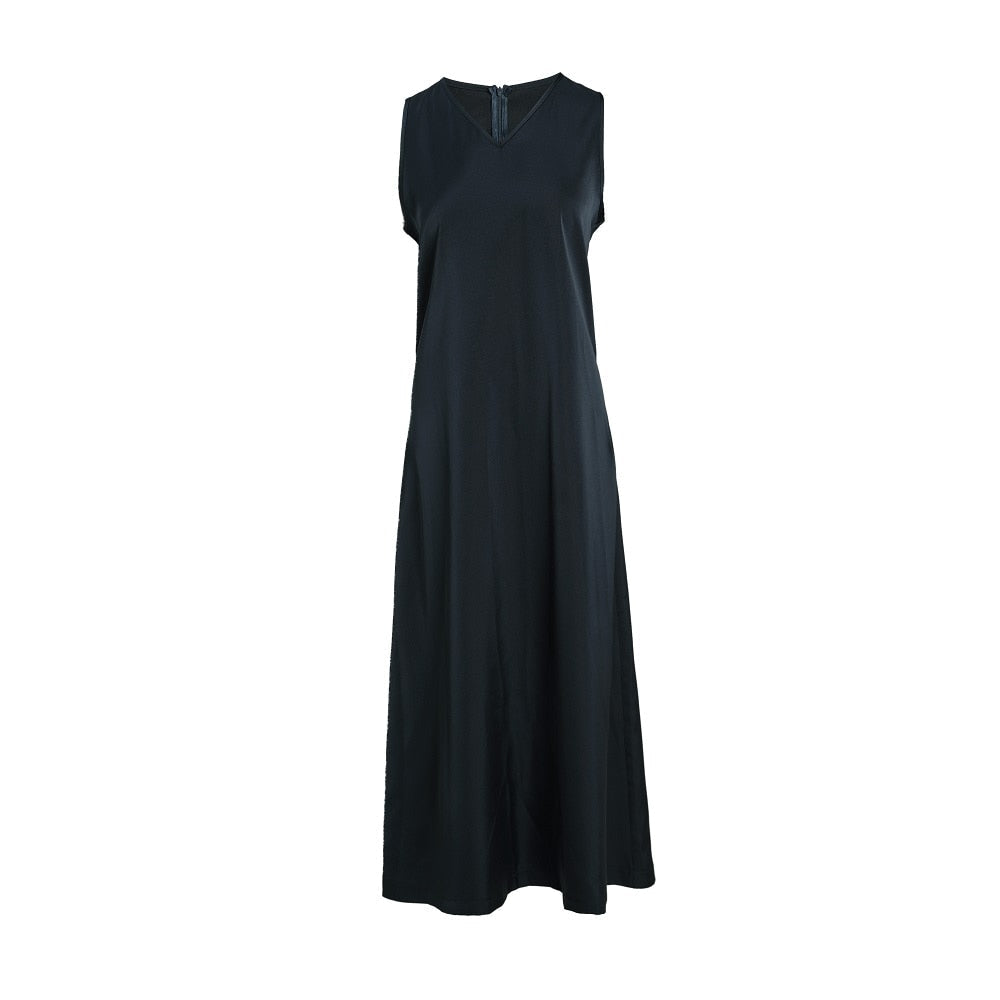 Lovevop Women's V-Neck Satin Maxi Dress & Ribbed Modal Mock Neck Top | 2024 Fall Fashion Elegant Evening Dress | Available in 3 Colors | Perfect for Weddings, Parties & Special Occasions