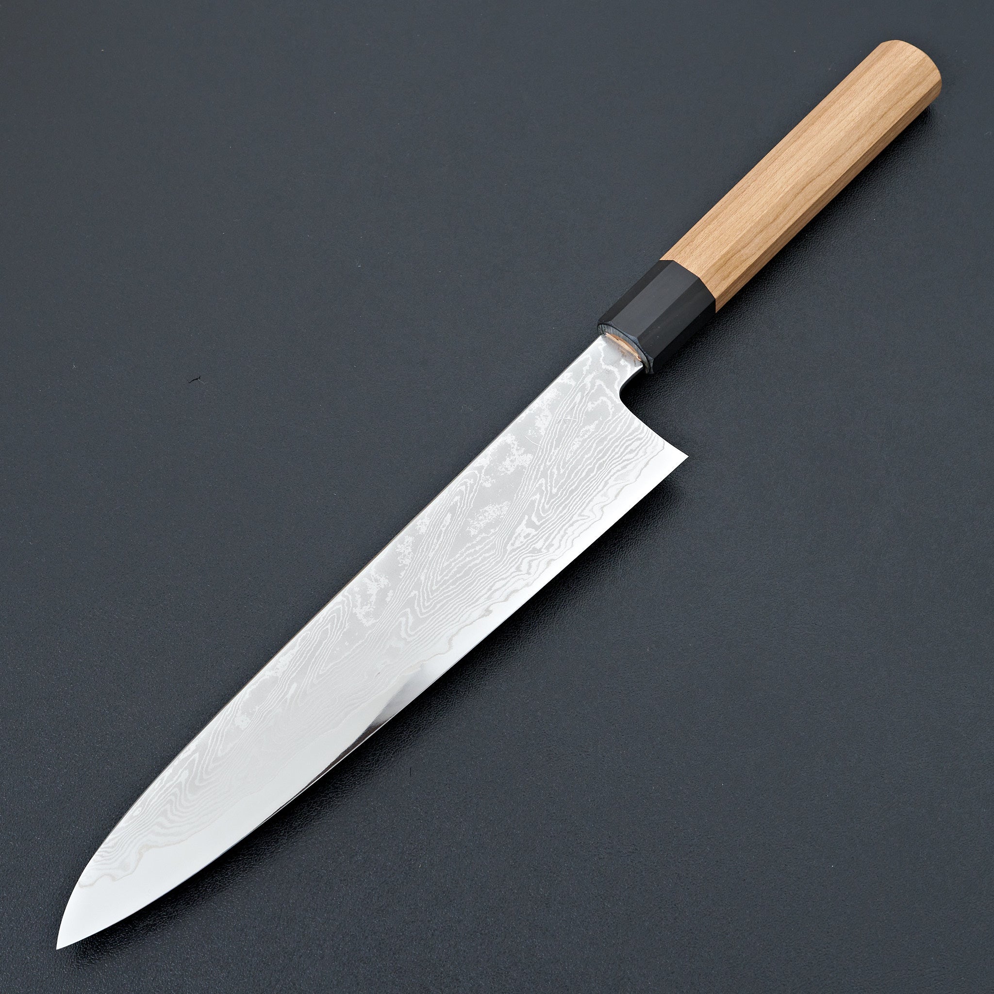 Hitohira Kikuchiyo VG10 Damascus Gyuto Knife 240mm - Japanese Chef Knife with Sakura Wood Handle for Sushi, Meat, Vegetables - Professional Kitchen & Home Cooking Essential