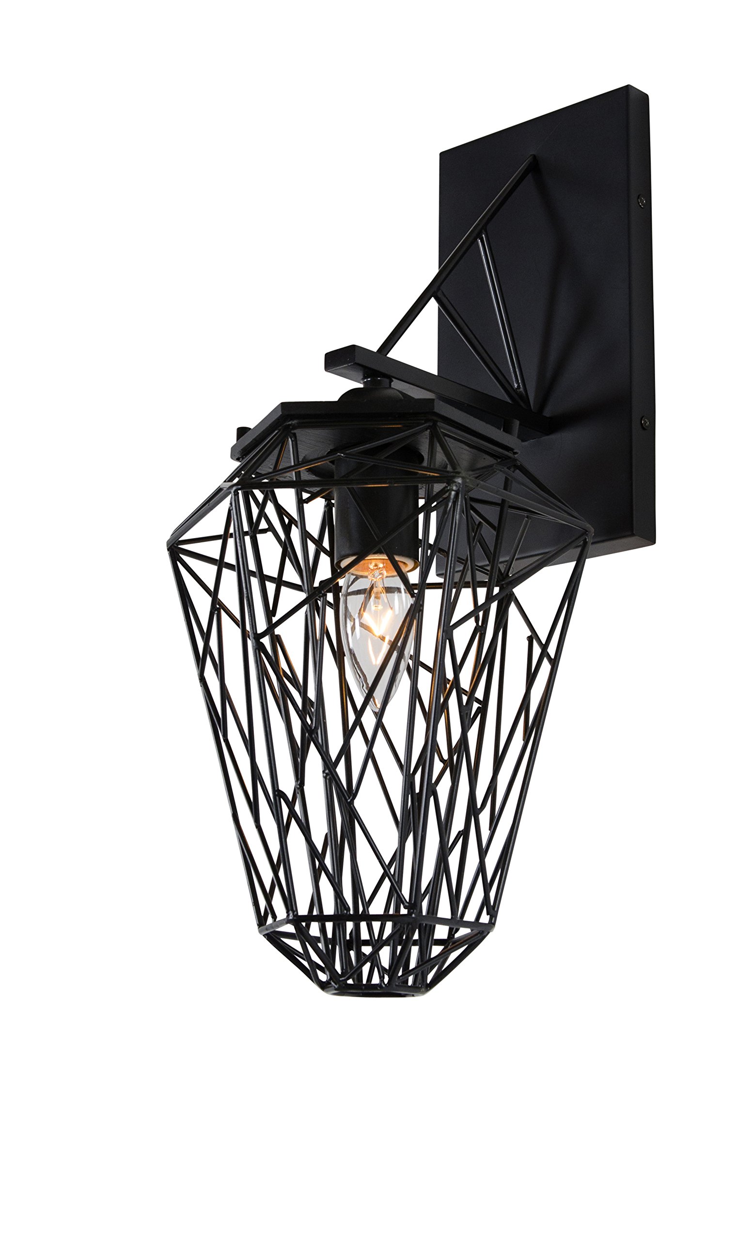 Wright Stuff 1-Light Wall Sconce with Black Finish - Modern Wall Light Fixture for Bedroom, Living Room & Hallway Lighting