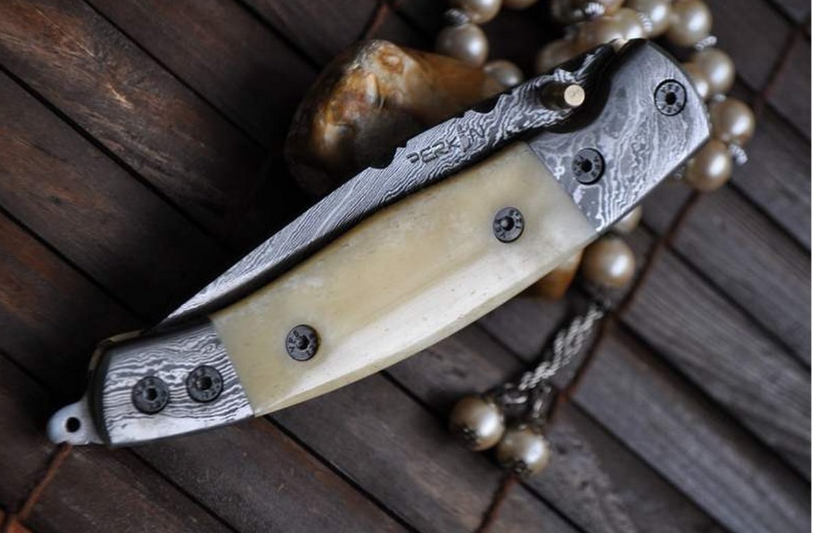 Perkin Knives - Handmade Damascus Steel Folding Pocket Knife - Artistic EDC Tool for Camping, Hiking & Outdoor Adventures