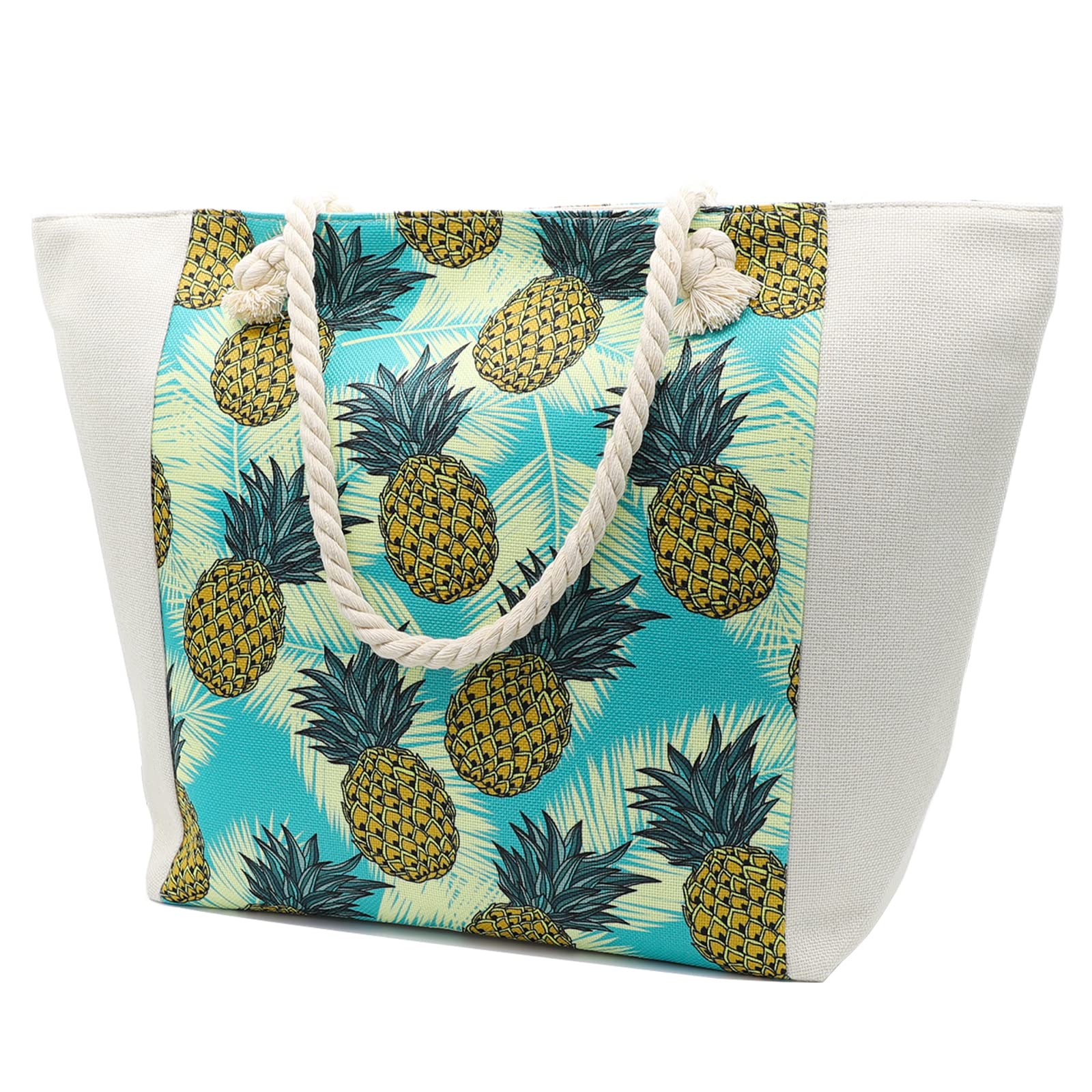 Large Beach Bags for Women - Canvas Straw Tote Bag with Waterproof Lining, Spacious Shoulder Handbag for Travel, Gym, Swimming & Summer Outings | Perfect for Pool Parties, Beach Vacations & Sports Activities