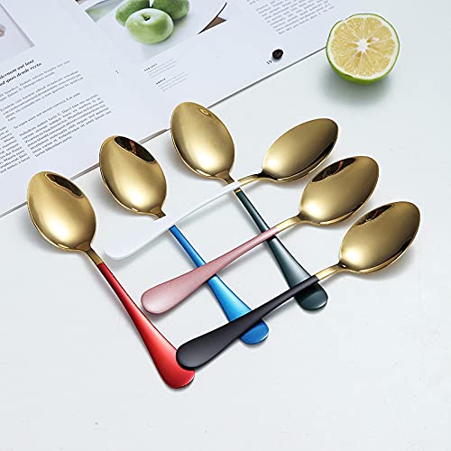 24-Piece Gold Luxury Dinnerware Set - Stainless Steel Knife Fork Spoon Cutlery Set with Gift Box, Dishwasher Safe Flatware for Parties, Weddings & Formal Dining (Blue)