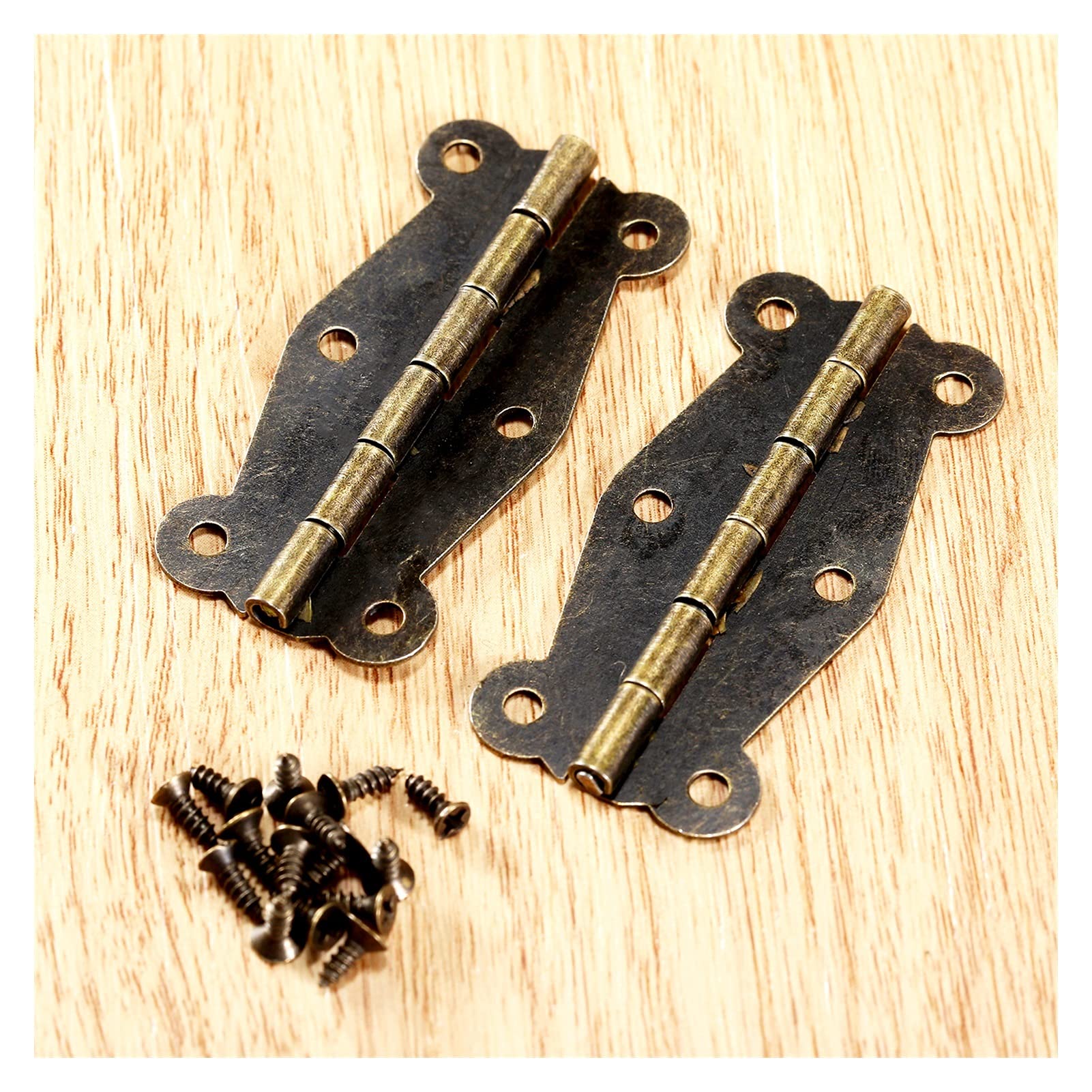 Antique Cabinet Door Hinges 2 Pack - 51x24mm Vintage Furniture Hardware for Small Wooden Gift Boxes & Decorative Cabinets - Perfect for DIY Projects, Home Renovation & Antique Restoration