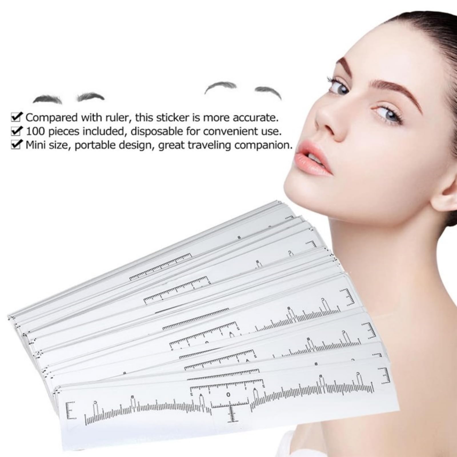 Eyebrow Ruler Sticker - Disposable Eyebrow Stencil & Shaper Tool for Perfect Symmetrical Brows | Makeup Measuring Template for Eyebrow Shaping, Microblading & DIY Beauty at Home