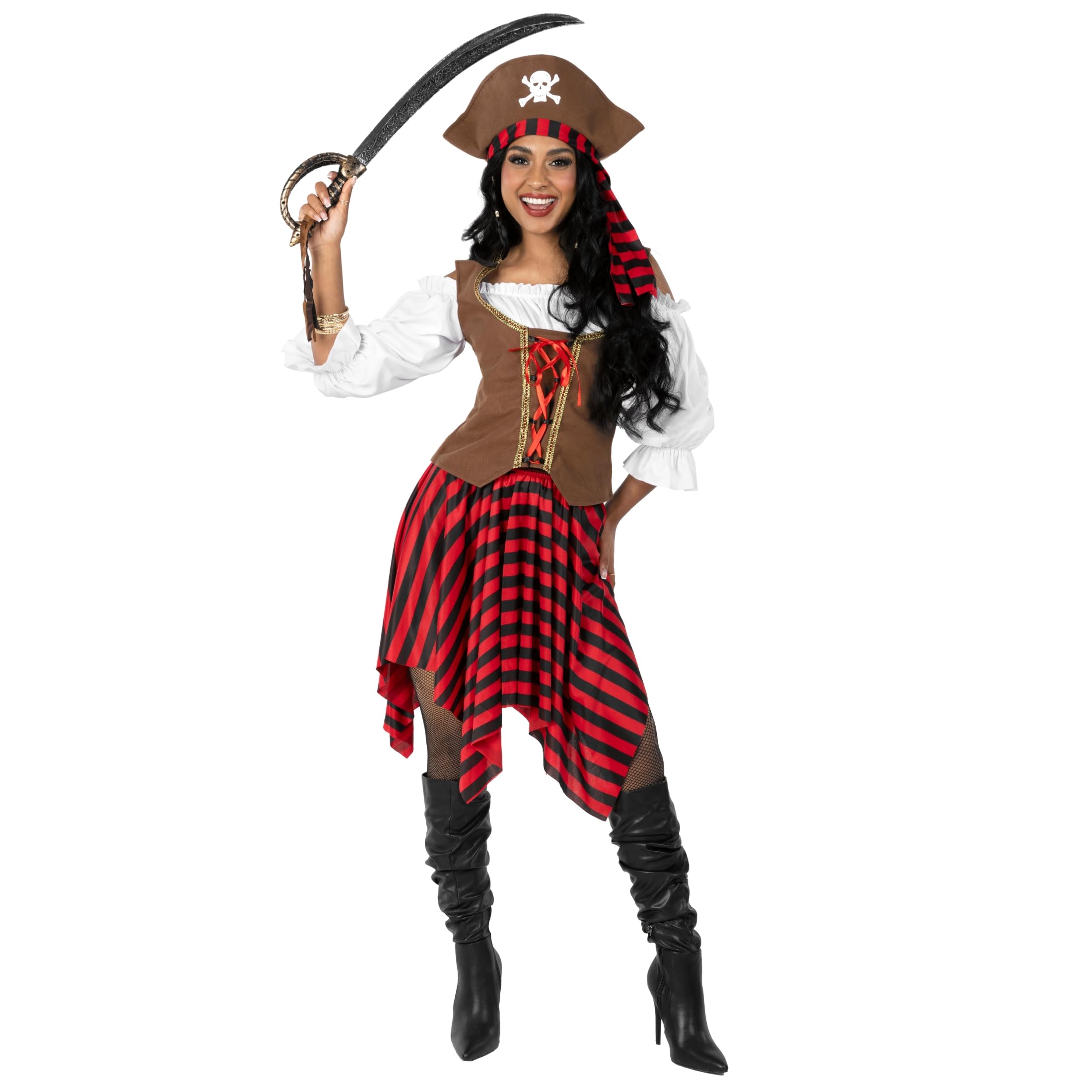 Fun Shack Women's Pirate Costume - Sexy Adult Pirate Wench Outfit for Halloween, Cosplay & Themed Parties | Perfect for Halloween Costumes, Renaissance Fairs & Pirate Events