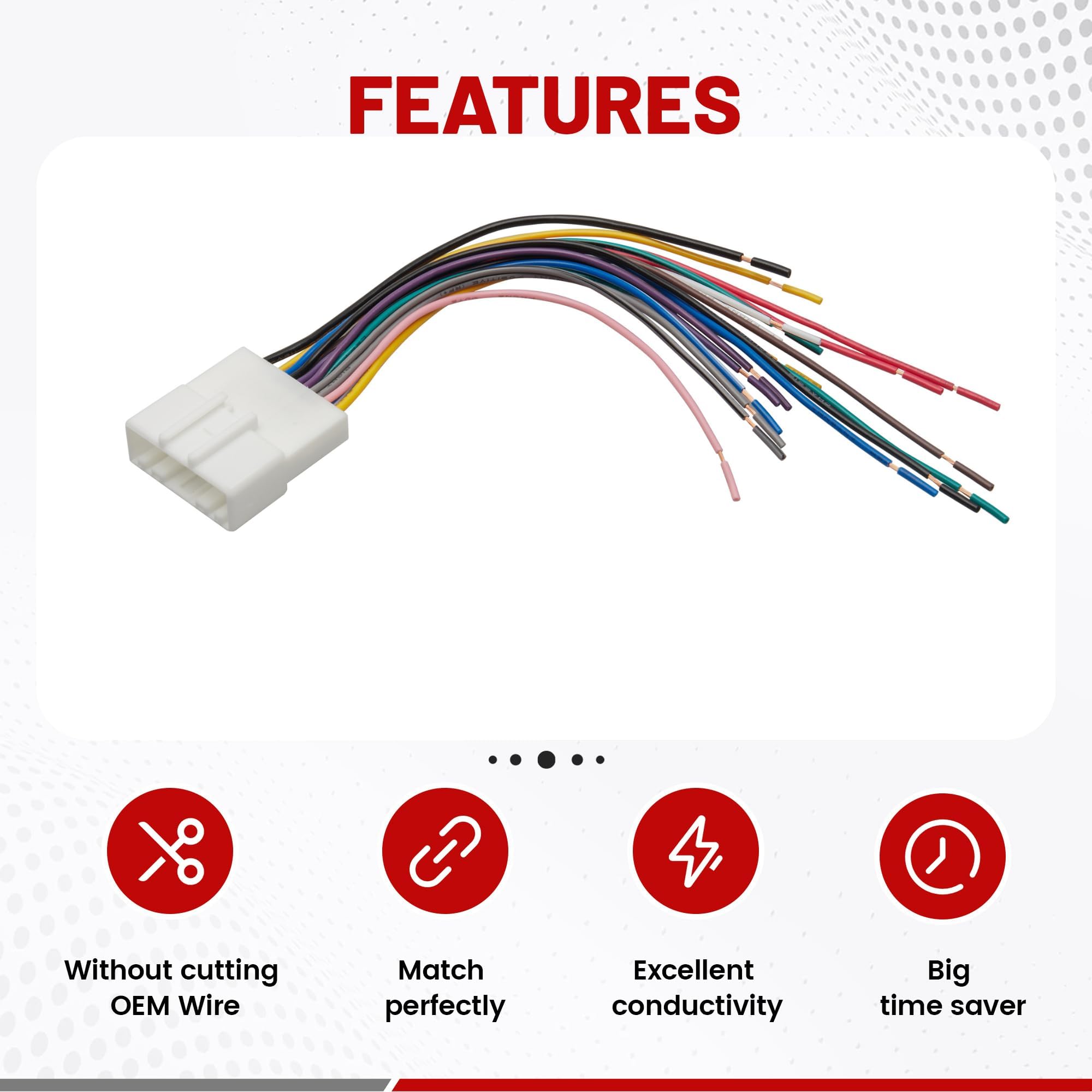 RED WOLF Car Stereo Wiring Harness Compatible with Nissan, Subaru, Suzuki 2007-2018 Models - Aftermarket Radio Installation with Steering Wheel Control - Perfect for DIY Car Audio Upgrades & Vehicle Electronics Replacement