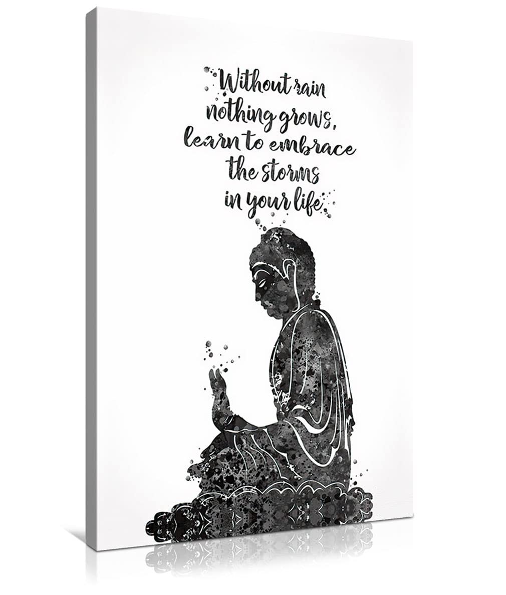 WALLOHERE Buddha Wall Art Canvas - Inspirational Spiritual Zen Decor Painting with Buddha Image - Ready to Frame 12x18 Inches - Perfect for Home, Office, Studio & Spa Decor - Ideal Gift for Meditation Rooms & Yoga Spaces