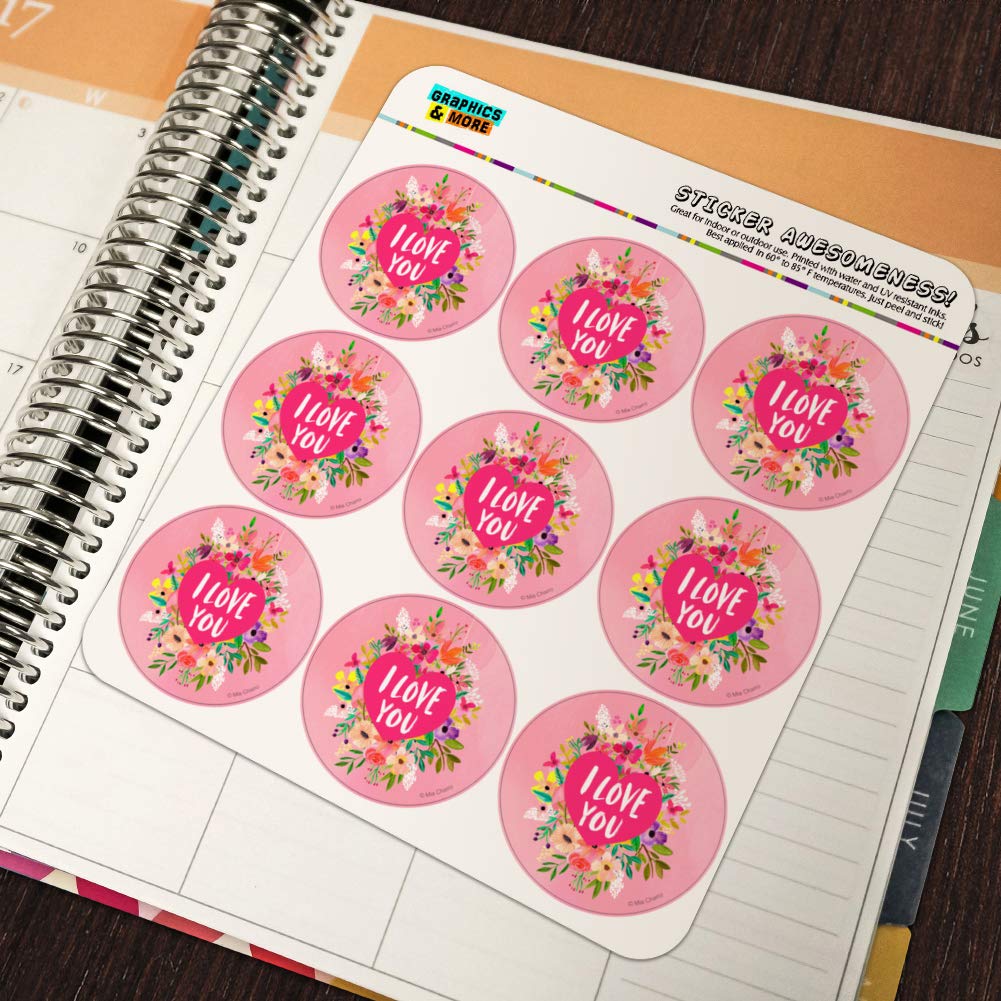 I Love You Flower Heart Wreath Planner Stickers - Scrapbooking, Bullet Journal & Crafting Decorative Stickers for DIY Projects, Wedding Invitations & Gift Wrapping