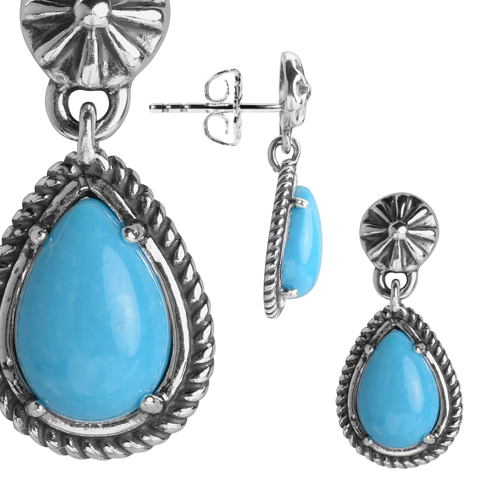 American West Sterling Silver Gemstone Drop Earrings for Women – Elegant Dangle Earrings for Parties, Weddings & Special Occasions