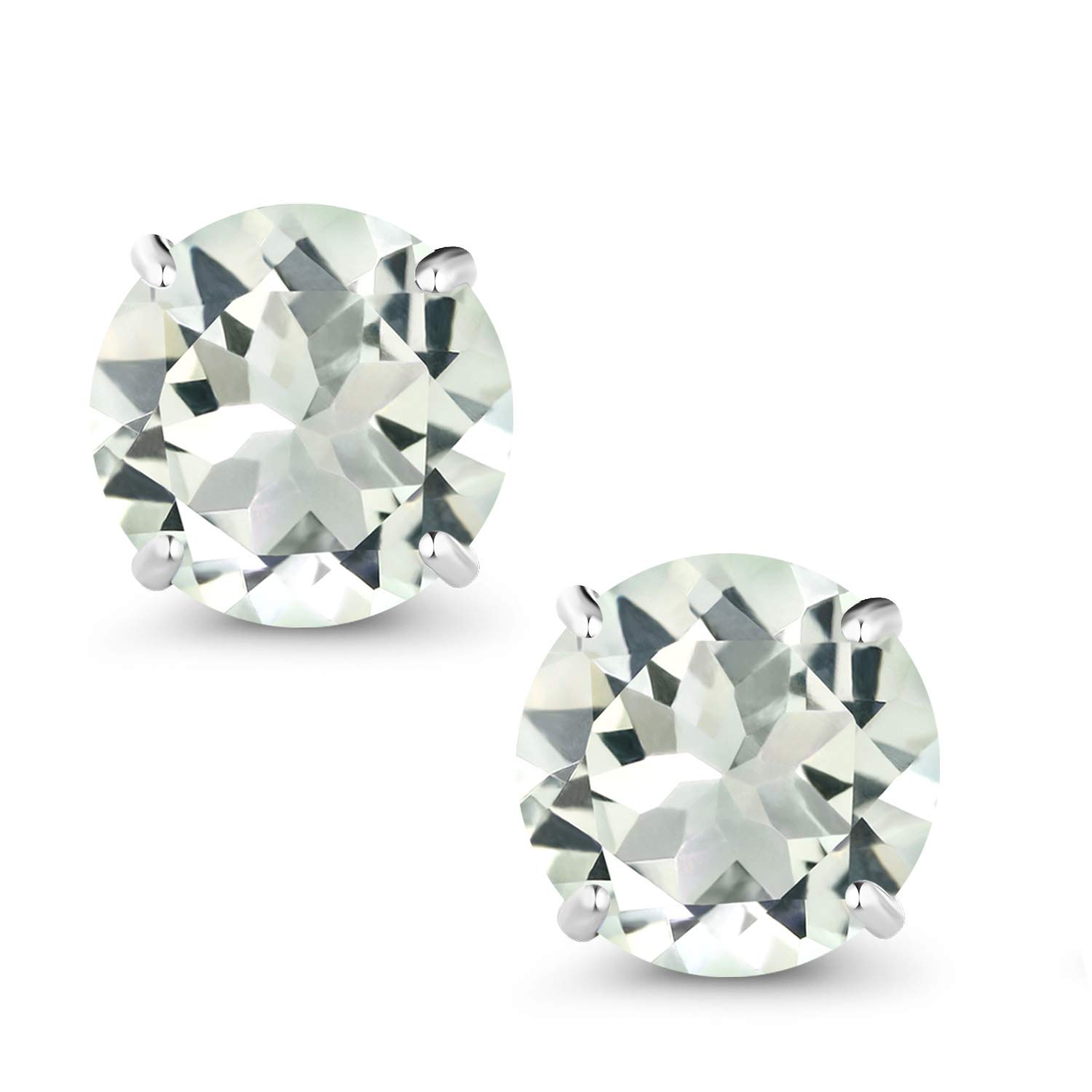 10K White Gold Round 7MM Gemstone Birthstone Stud Earrings for Women & Men | Genuine Birthstone Jewelry Gift for Anniversary, Birthday & Special Occasions | Gem Stone King