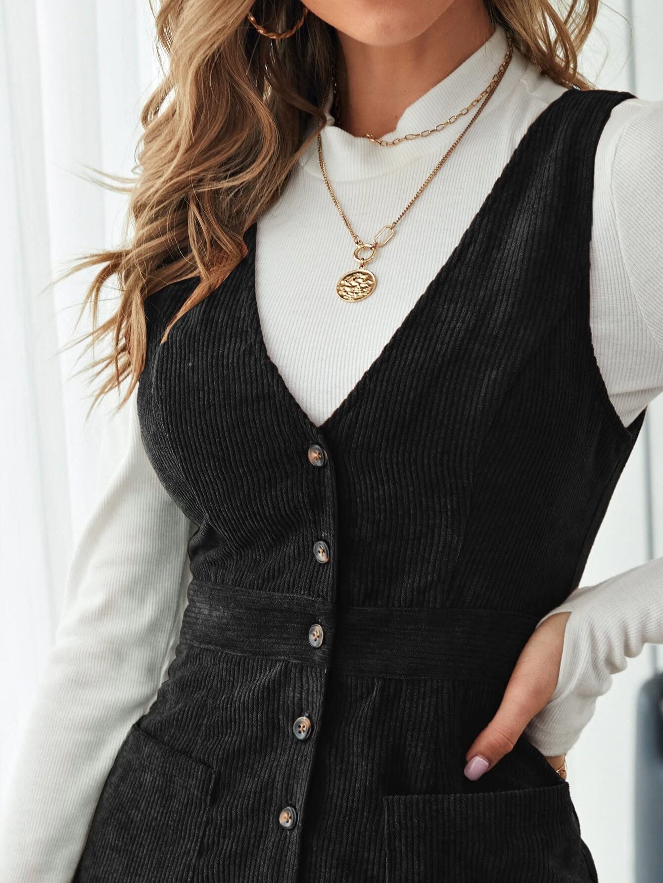 2022 Women's Summer Short Sleeveless V-Neck Pocket Denim Overalls Dress - Sexy Casual Jumpsuit for Beach, Party & Date Night