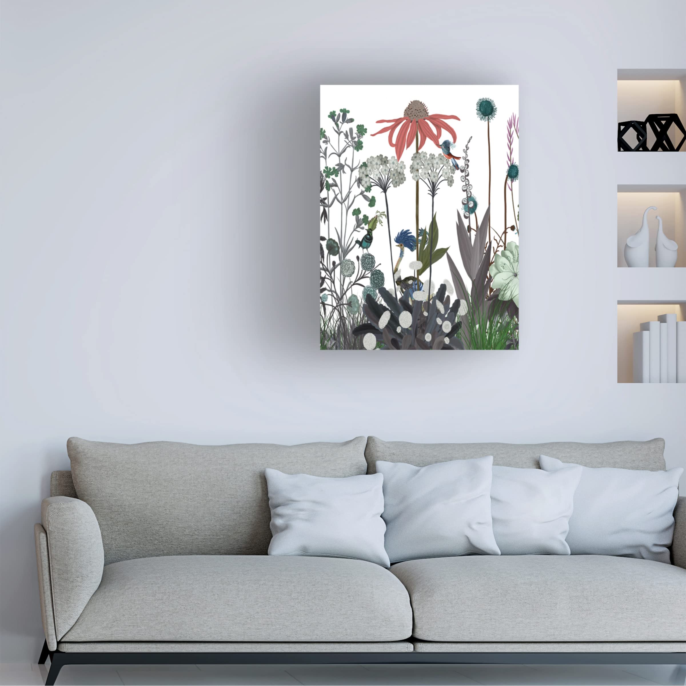 Wildflower Bloom Ostrich Canvas Wall Art Print by Fab Funky - Modern Home Decor for Living Room, Bedroom & Office