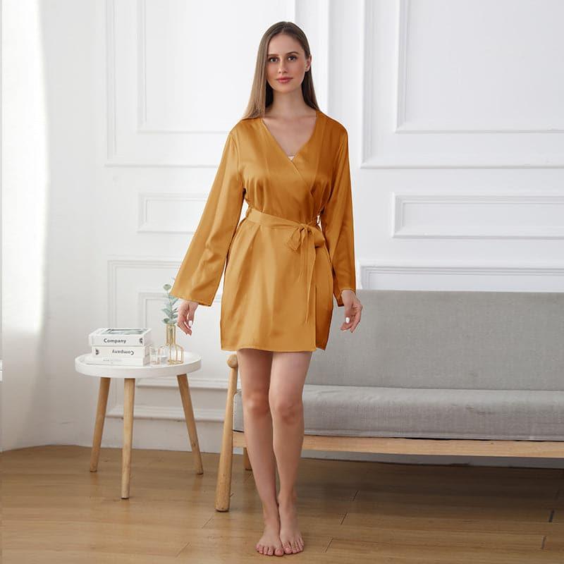 Luxury Women's 100% Pure Silk Short Robe - Machine Washable & Breathable - Perfect for Spa, Bridal, Loungewear & Relaxation at Home