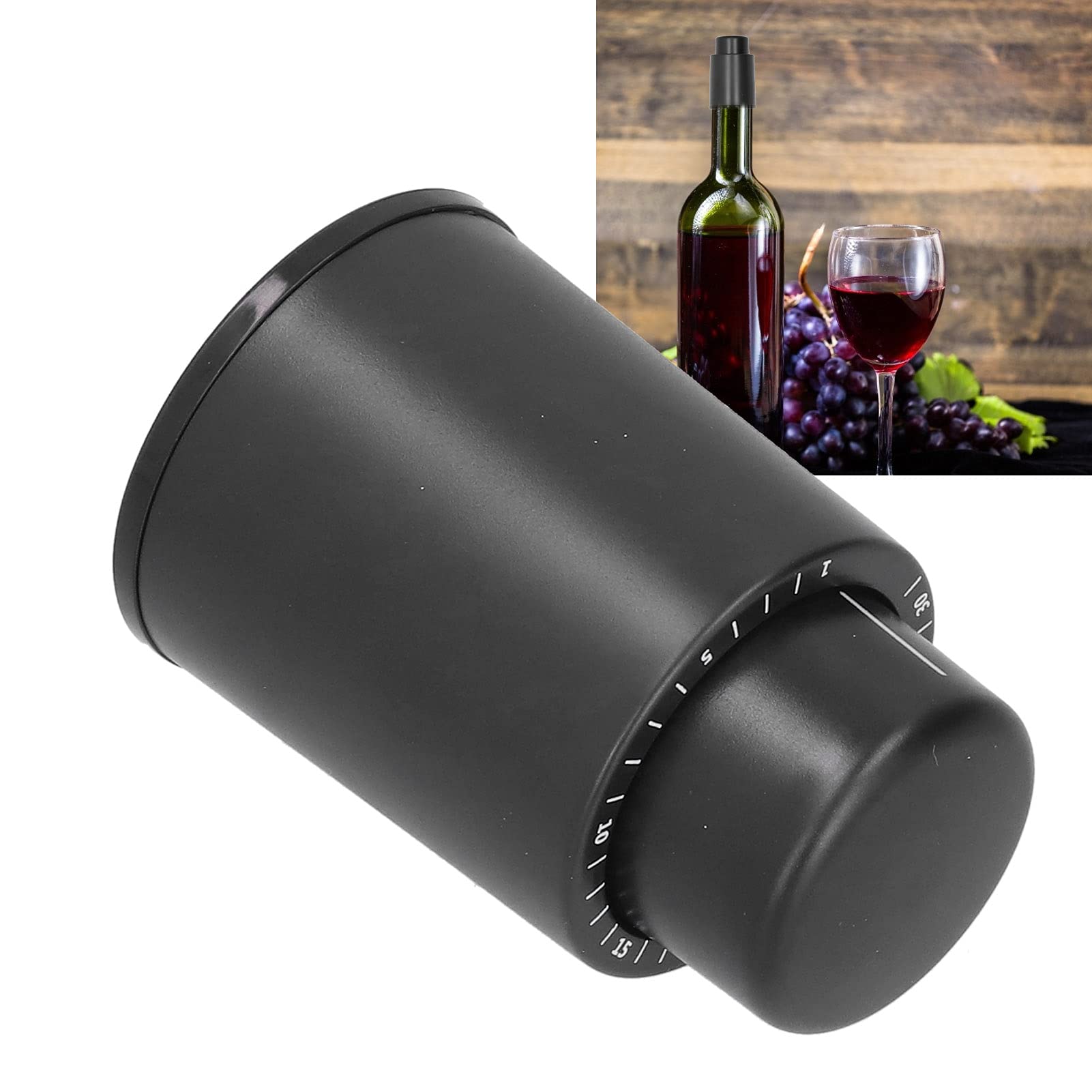 Premium Vacuum Wine Bottle Stopper with Time Scale - Airtight Wine Preserver for Red/White Wine - Ideal for Home Bars, Parties & Wine Storage (Black)