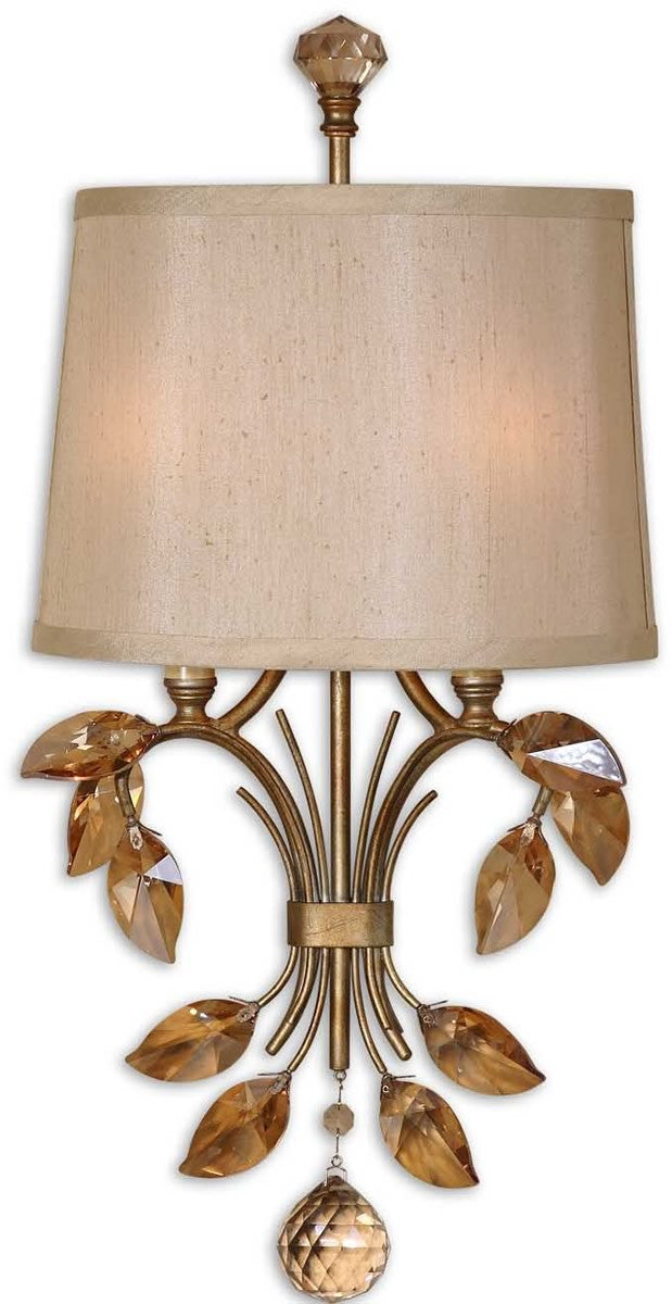 12W Alenya 2-Light Vanity Strip in Burnished Gold Metal - Perfect for Bathroom Mirror Lighting & Makeup Vanity Areas