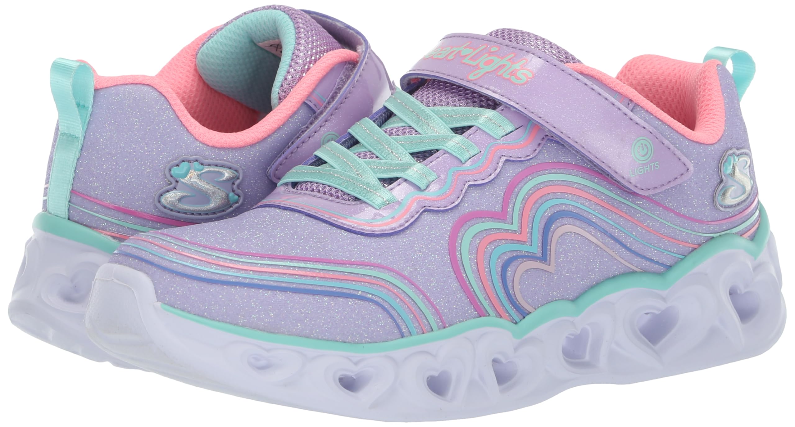 Skechers Kids' Heart Lights Sneakers - Light Up Shoes with Retro Heart Design for Girls & Boys | Perfect for School, Play & Nighttime Safety
