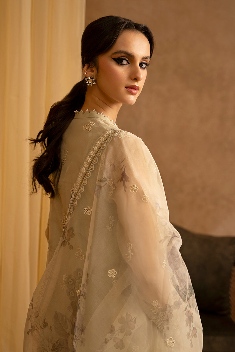 Island Fossil 2-Piece Organza Embroidered Suit for Women - Elegant Formal Outfit for Weddings, Parties & Special Occasions