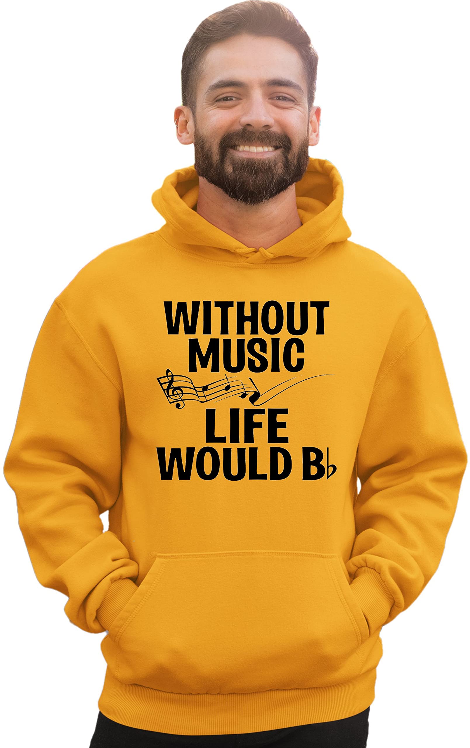 Funny Music Lovers Sweatshirt Hoodie for Men & Women - Go All Out Without Music Life Would B Flat - Perfect for Concerts, Gifts & Casual Wear
