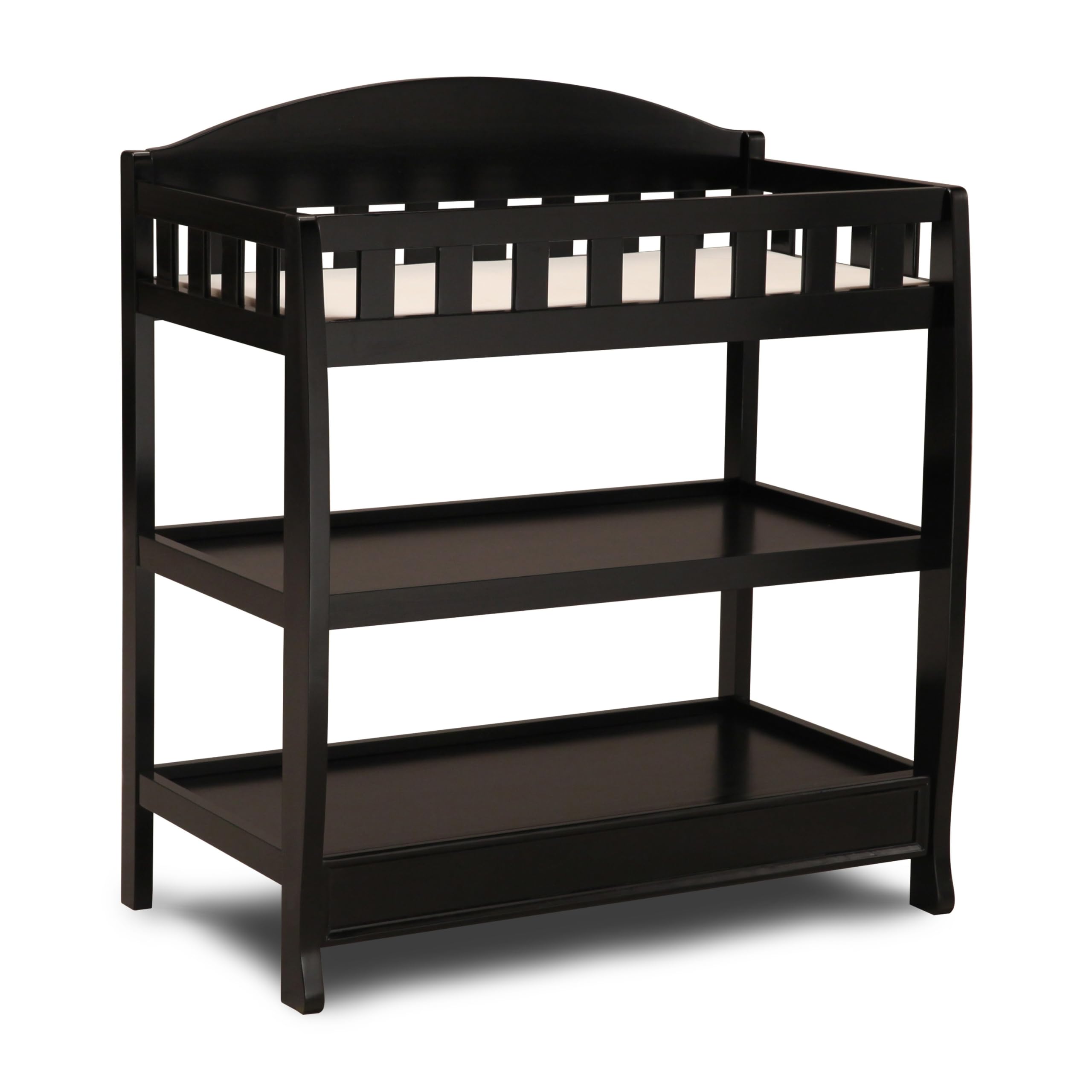 Delta Children Infant Changing Table with Pad, Ebony Black - Sturdy Baby Changing Station for Nursery & Diaper Changing - Perfect for Newborns & Toddlers