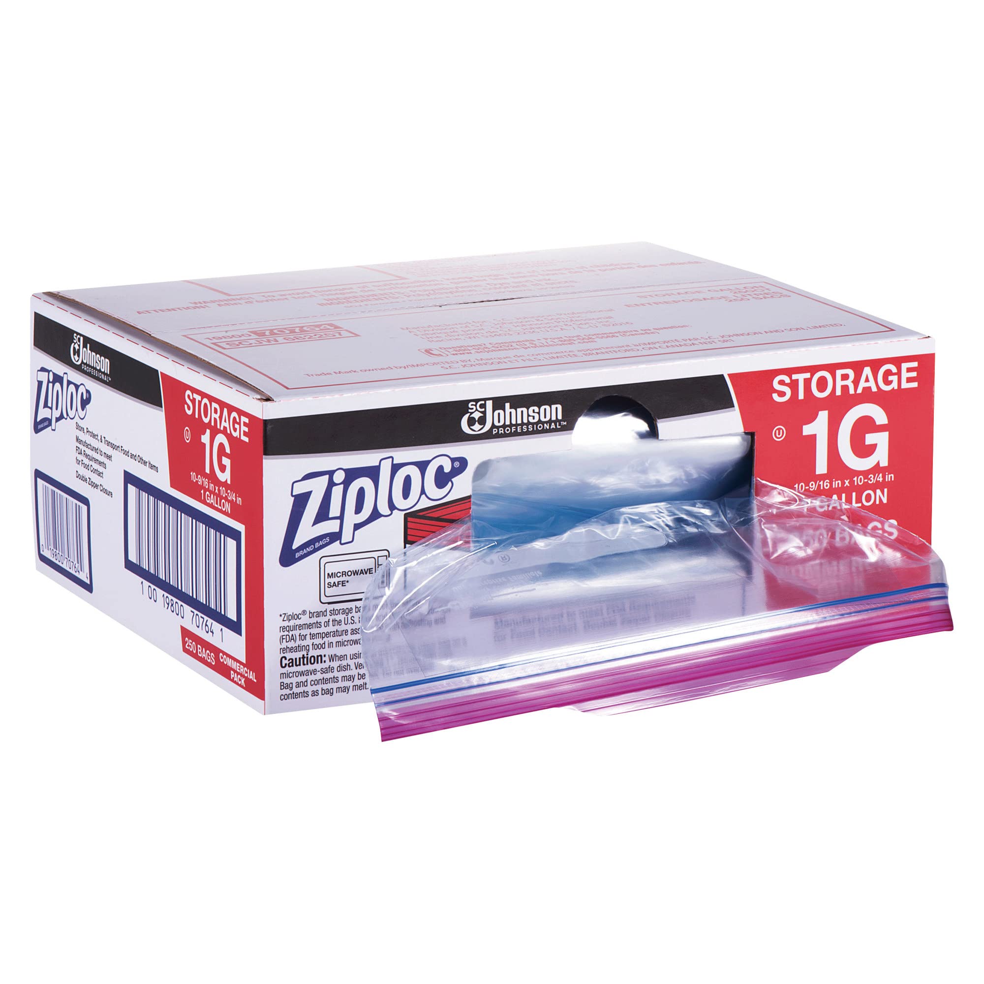 Ziploc® 1 Gallon Storage Bags - 250 Count Box | Heavy Duty Freezer Bags for Food Storage, Meal Prep & Organization | Airtight Seal for Freshness