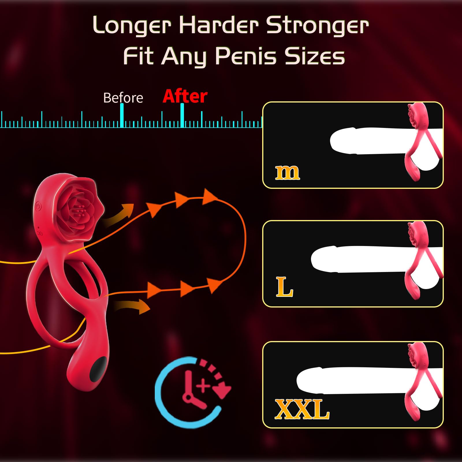 Healexcer 9-Speed Vibrating Cock Ring with Rose Clitoral Stimulator & Testicle Massager - Rechargeable Penis Ring for Couples, Men & Women - Enhance Intimacy & Erection - Perfect for Romantic Nights & Spicing Up Your Sex Life