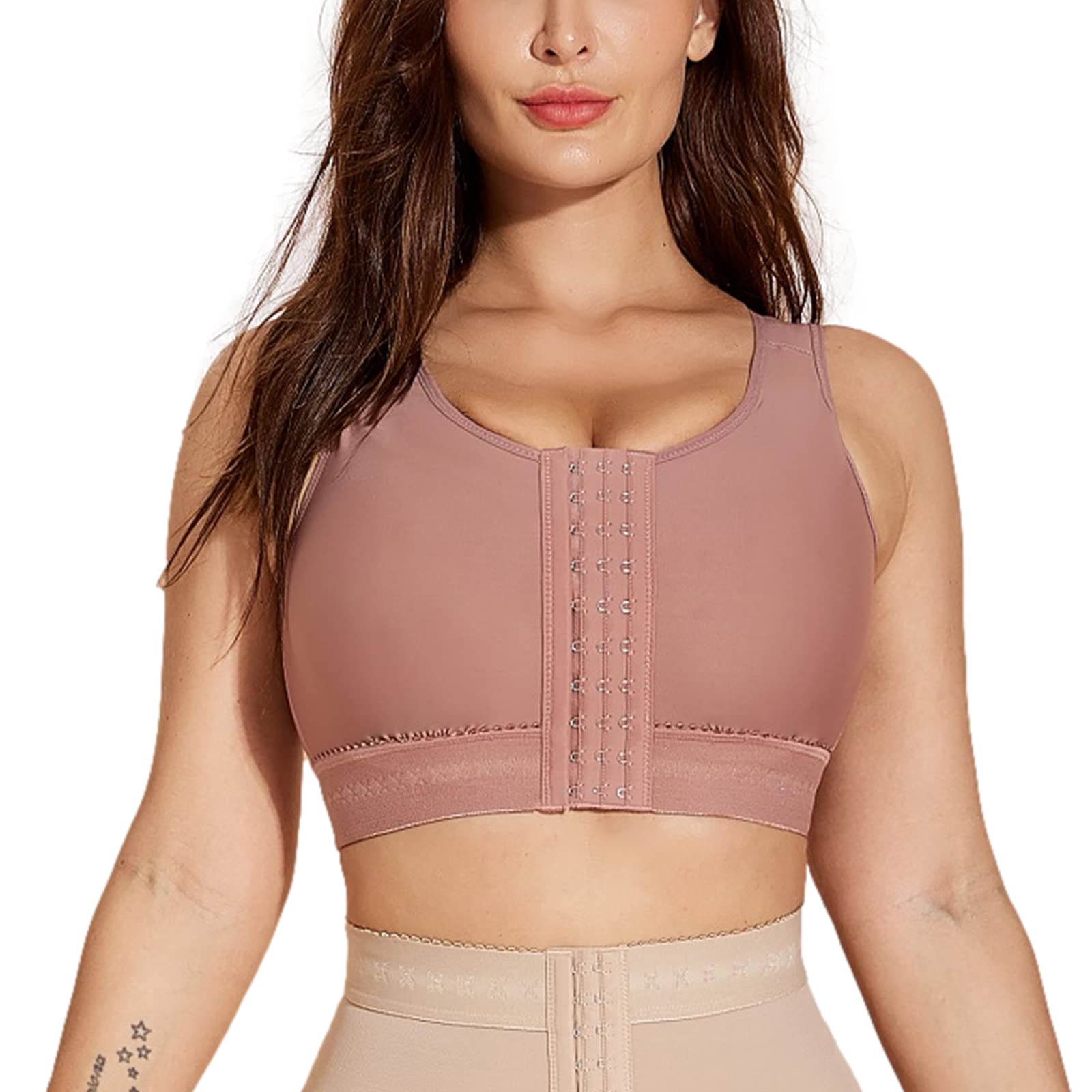 JPLILY Front Closure Post-Surgery Bra with Back Support - Adjustable Posture Corrector & Full Coverage for Women - Ideal for Recovery, Daily Wear & Comfort