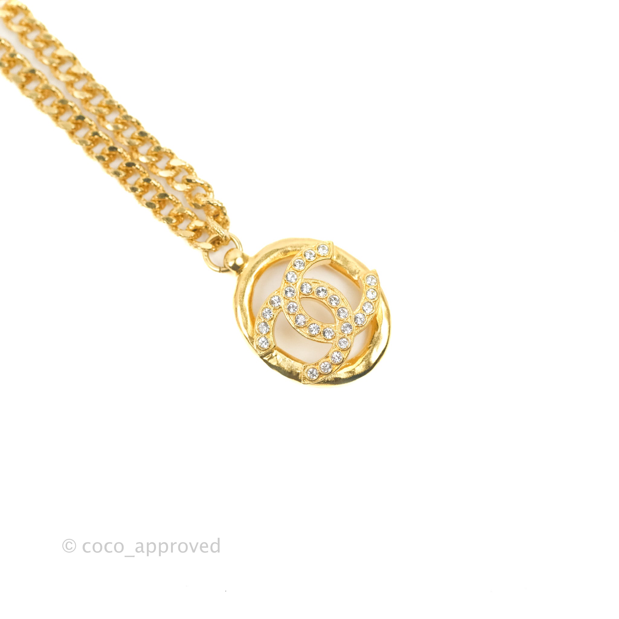 Chanel CC Crystal Necklace Gold Tone 22A - Elegant Fashion Jewelry for Women | Perfect for Parties, Weddings & Special Occasions