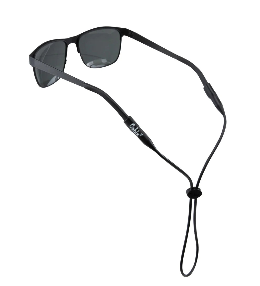 Cablz Black 16 Adjustable Silicone Sunglass Strap - Secure Fit for Sports, Running, Hiking & Outdoor Activities