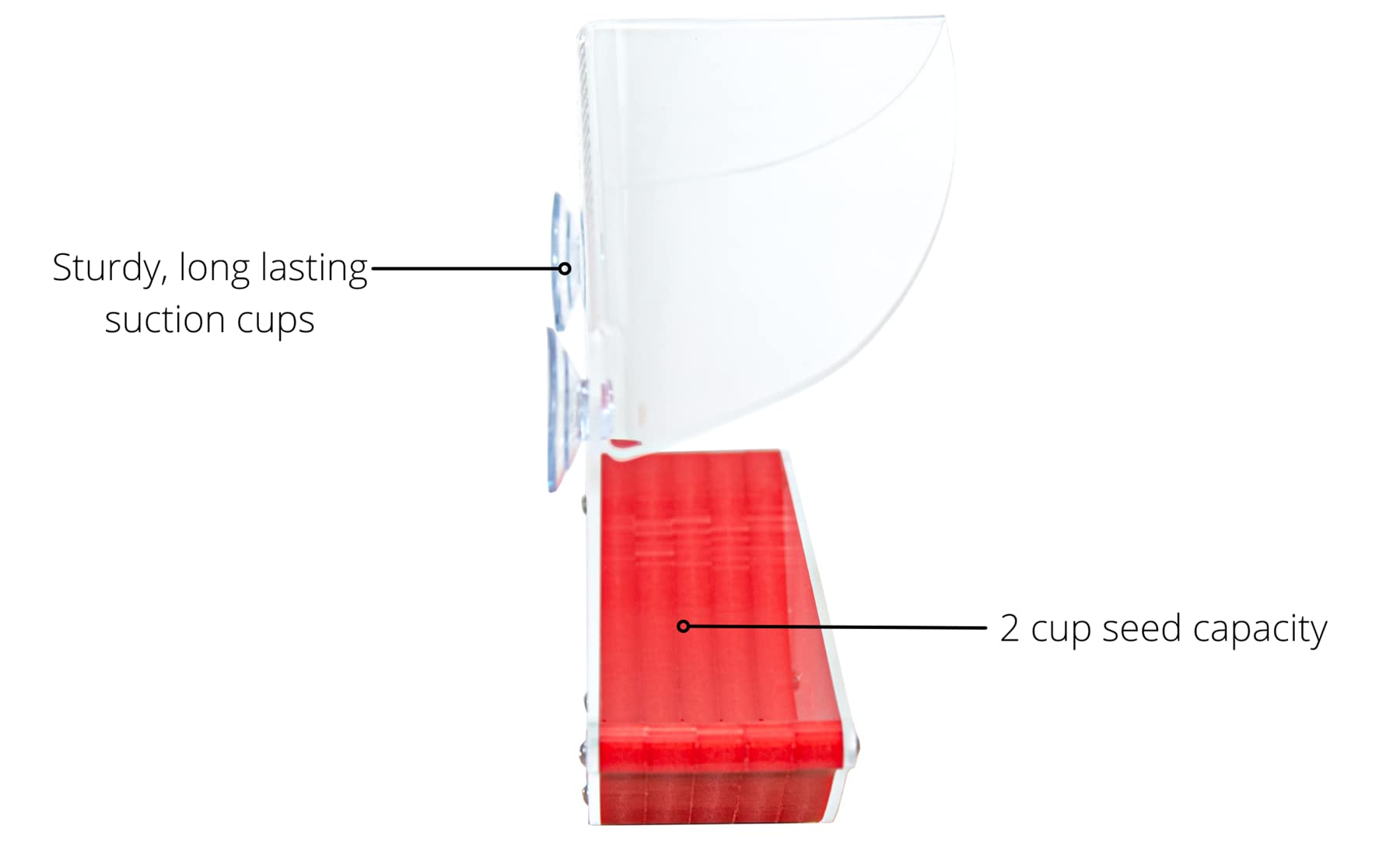 JC's Wildlife Swoop Recycled Poly Lumber Window Bird Feeder - 2 Cups Capacity, Durable Eco-Friendly Red Bird Feeder for Cardinals, Finches & Wild Birds - Perfect for Home, Garden & Backyard Bird Watching