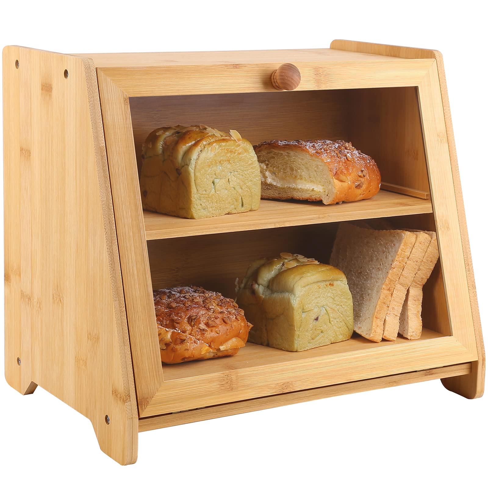 Erinaik Large Bread Storage Box with Clear Window - Airtight Kitchen Organizer for Bread, Buns, and Pastries - Perfect for Countertop, Pantry, and Dining Room Use