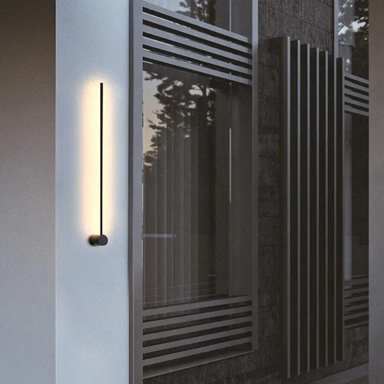 Modern Vertical Linear Black Outdoor Wall Lights - Waterproof LED Sconce for Porch, Patio, Garden & Exterior Home Lighting