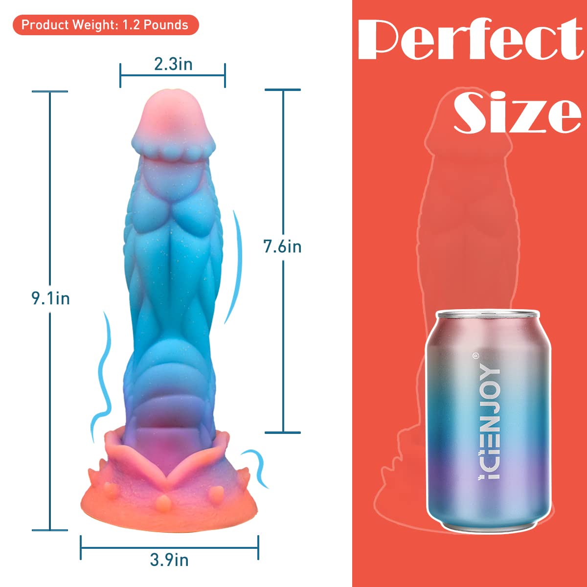 9.1 Inch Glow in The Dark Fantasy Dragon Monster Dildo - Multi-Texture Animal Alien Adult Toy with Strong Suction Cup for Women & Men - Perfect for Roleplay, BDSM, and Solo Pleasure