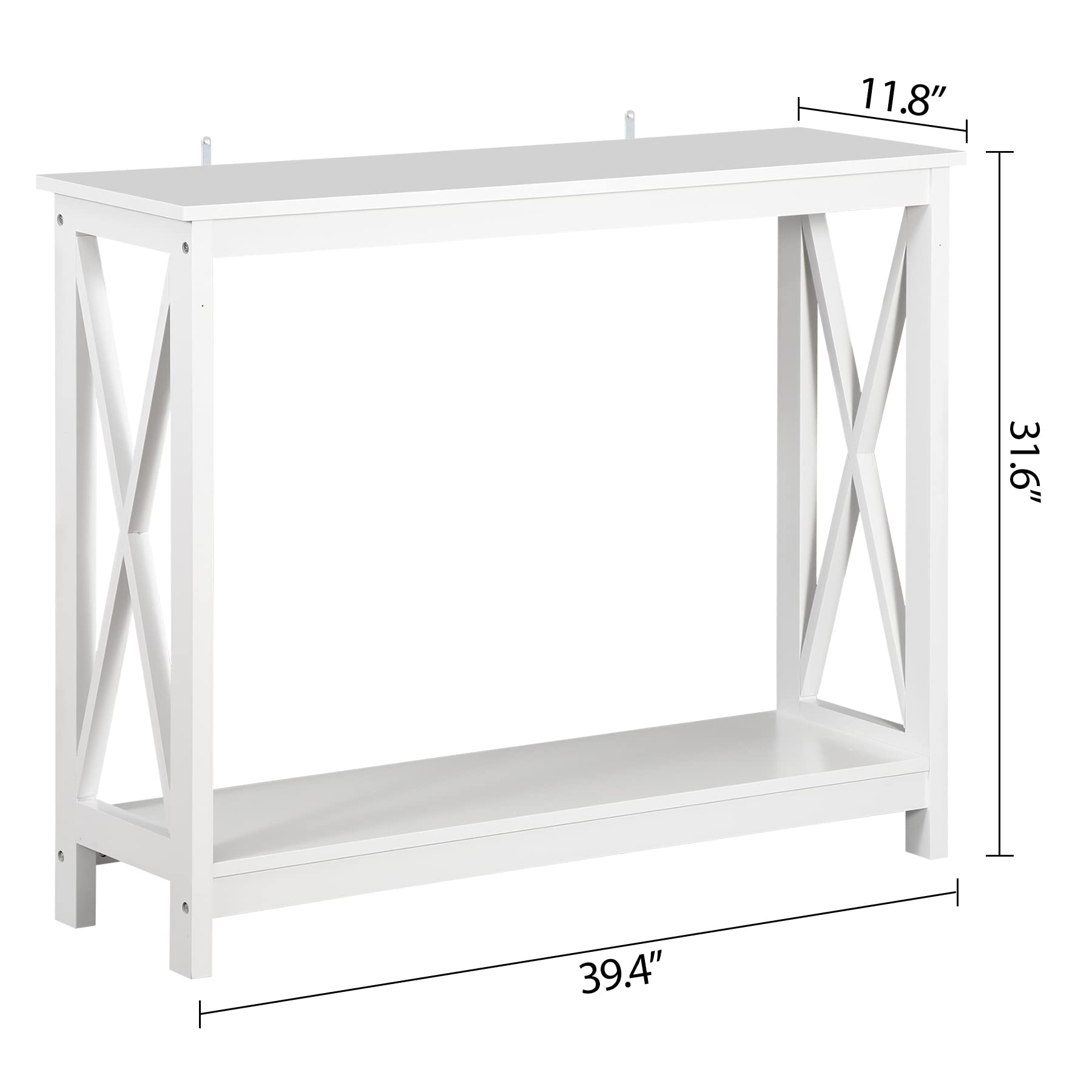ZENY Modern Console Table with 2-Tier Shelves - Slim Entryway Table, Hallway Sofa Table, Living Room Accent Furniture (White) - Perfect for Small Spaces, Apartments & Home Decor