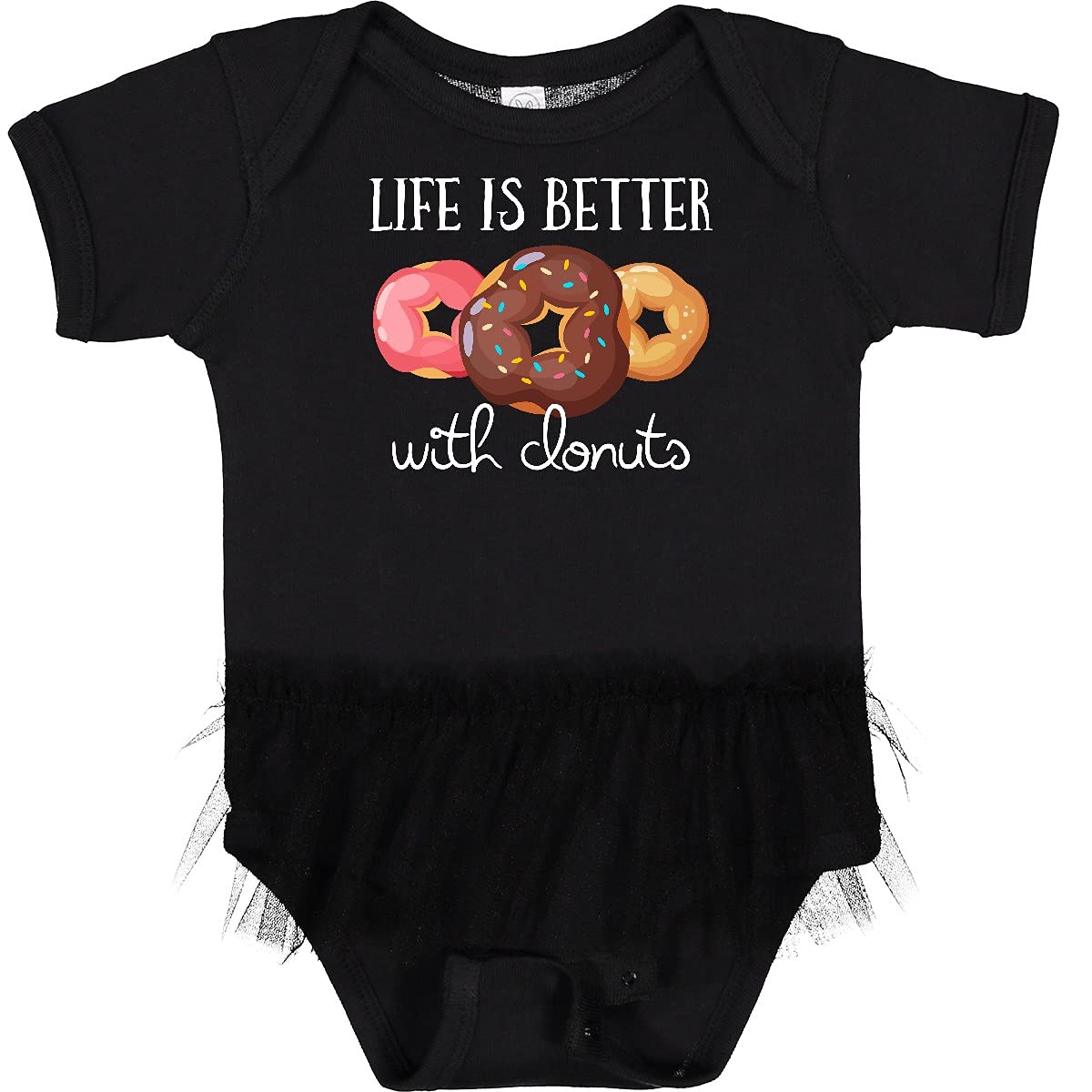 Inktastic Life is Better with Donuts Infant Tutu Bodysuit - Cute Baby Girl Outfit for Birthday, Photo Shoots & Special Occasions