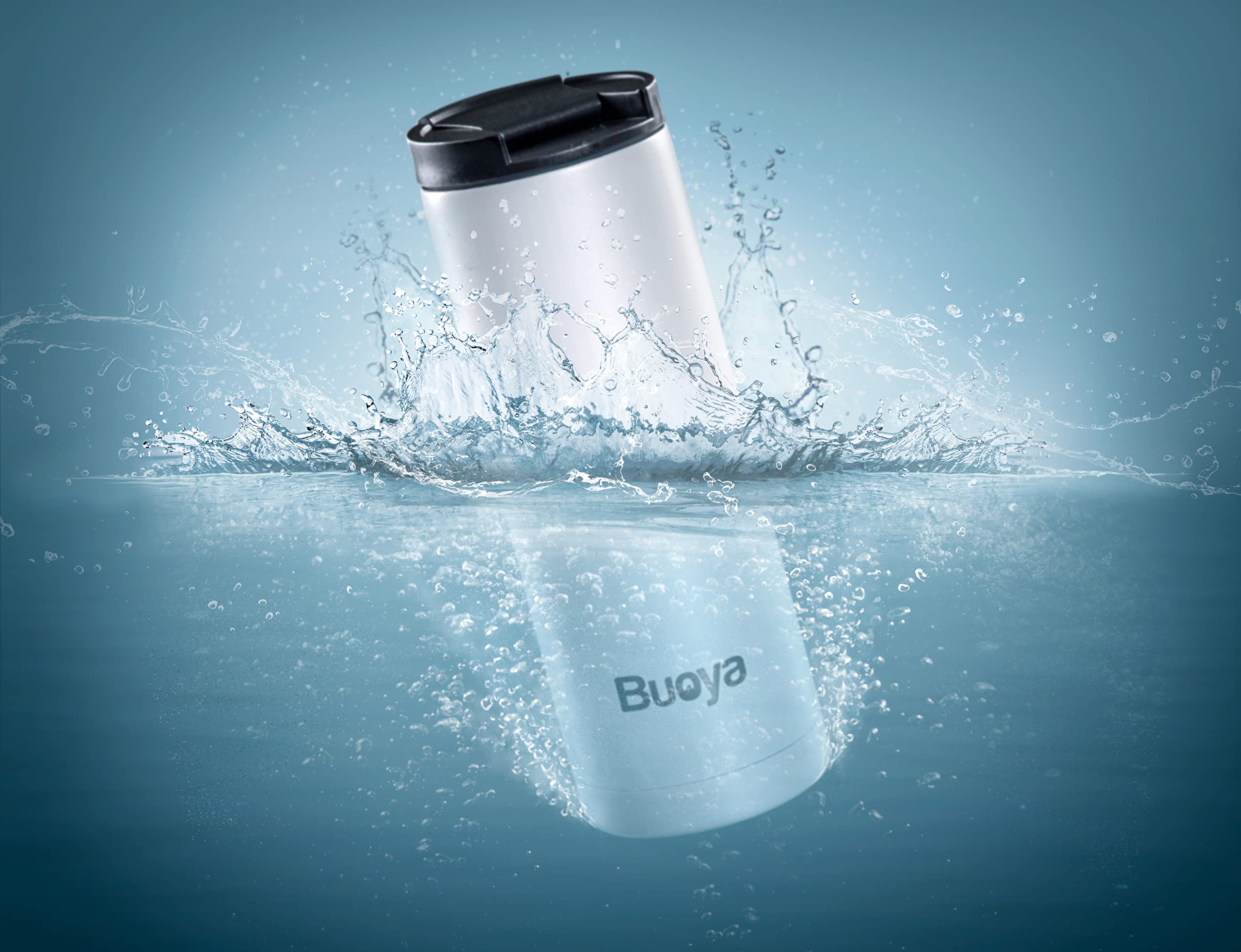 Buoya 12 oz Stainless Steel Vacuum Insulated Drink Tumbler with Lid - Leakproof Vertically Floating Cup for Pool, Spa, Lake & Ocean - Perfect for Swimming, Boating & Beach Parties