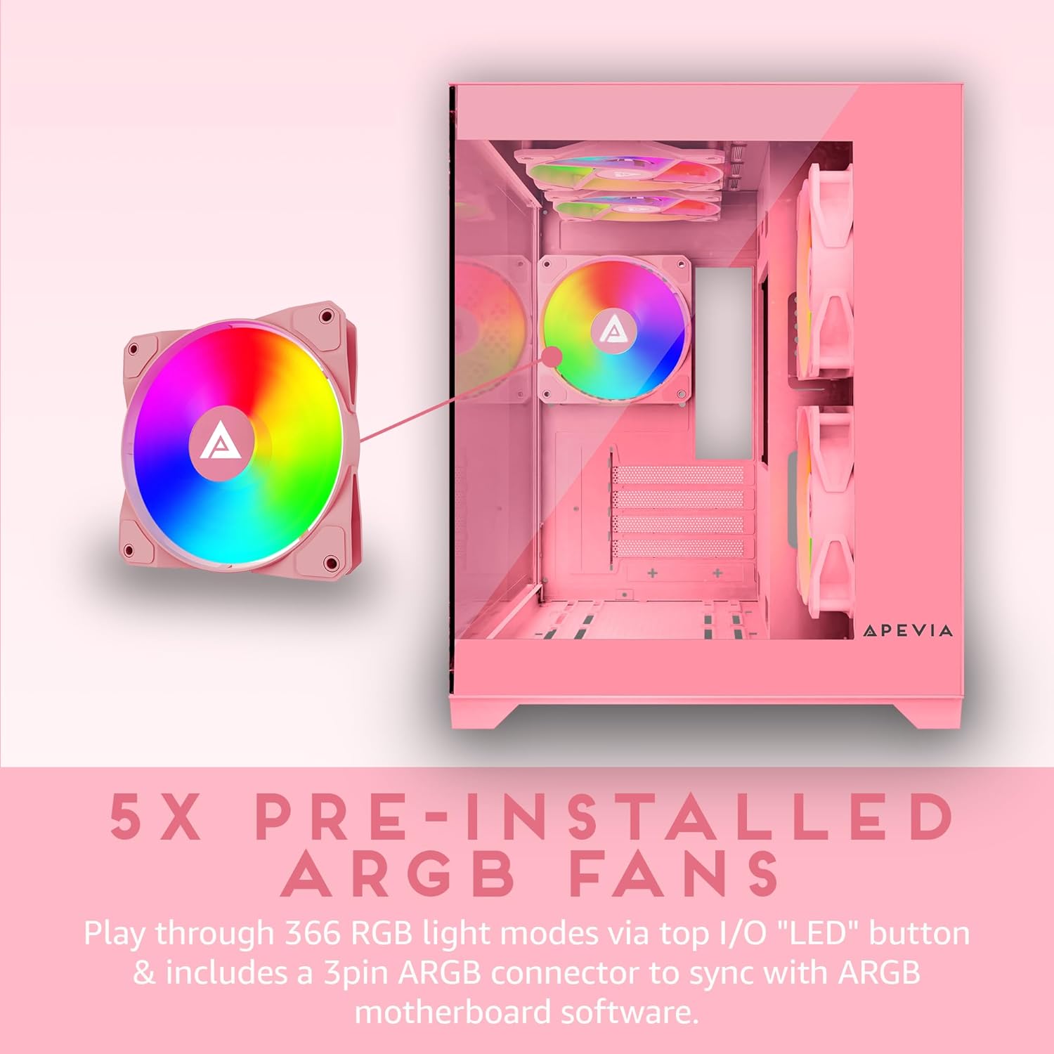 Apevia Prism PK Micro ATX Gaming PC Case - Compact RGB Mid Tower with Tempered Glass for Gaming & Streaming Setup