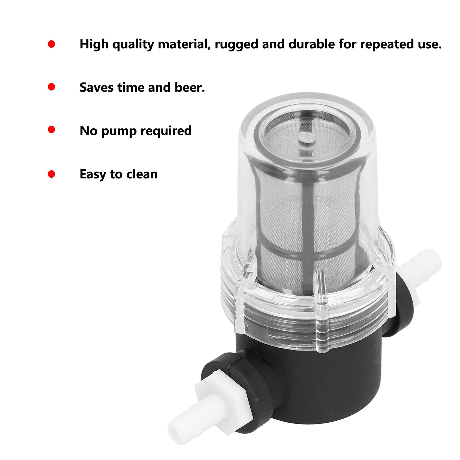 Professional Inline Beer Filter with 2 Barbs - 150 Micron 80 Mesh Water & Beer Strainer for Home Brewing - Perfect for Kegging, Fermenting, and Draft Beer Systems - White