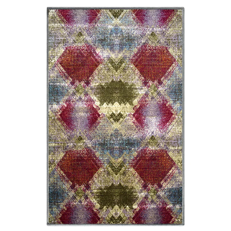 Amarsi Geometric Abstract Non-Slip Washable Indoor Area Rug - Perfect for Living Room, Bedroom & Home Decor