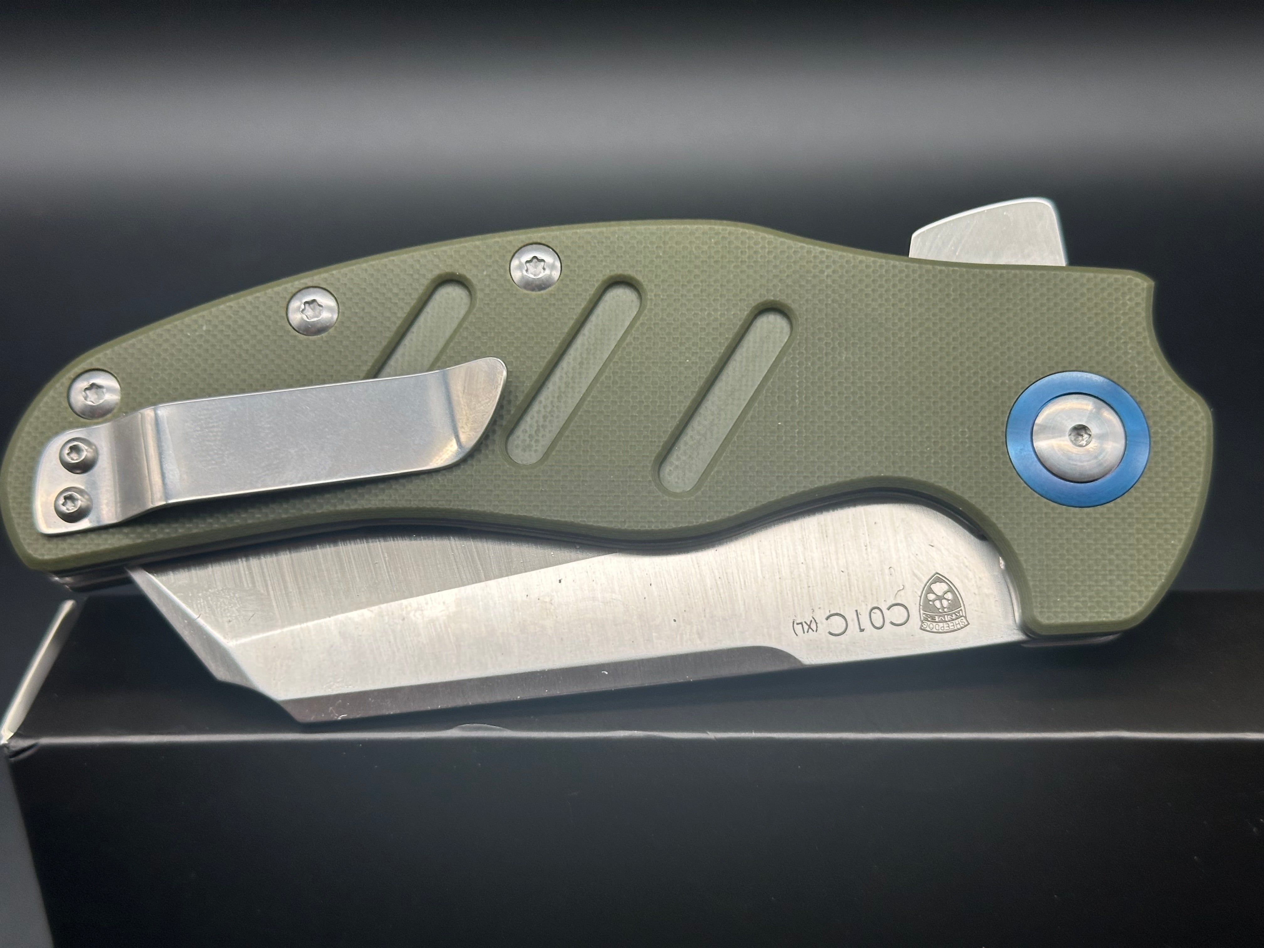 KIZER C01C XL Sheepdog Flipper Knife - OD Green G10 Handle, 154CM Blade - EDC, Outdoor Camping & Tactical Use