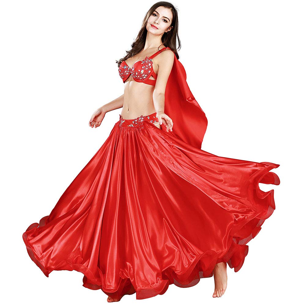 Royal Smeela Women's Belly Dance Costume Set - Sexy Belly Dancing Skirt, Bra, Armband & Shawl for Professional Performances & Stage Shows