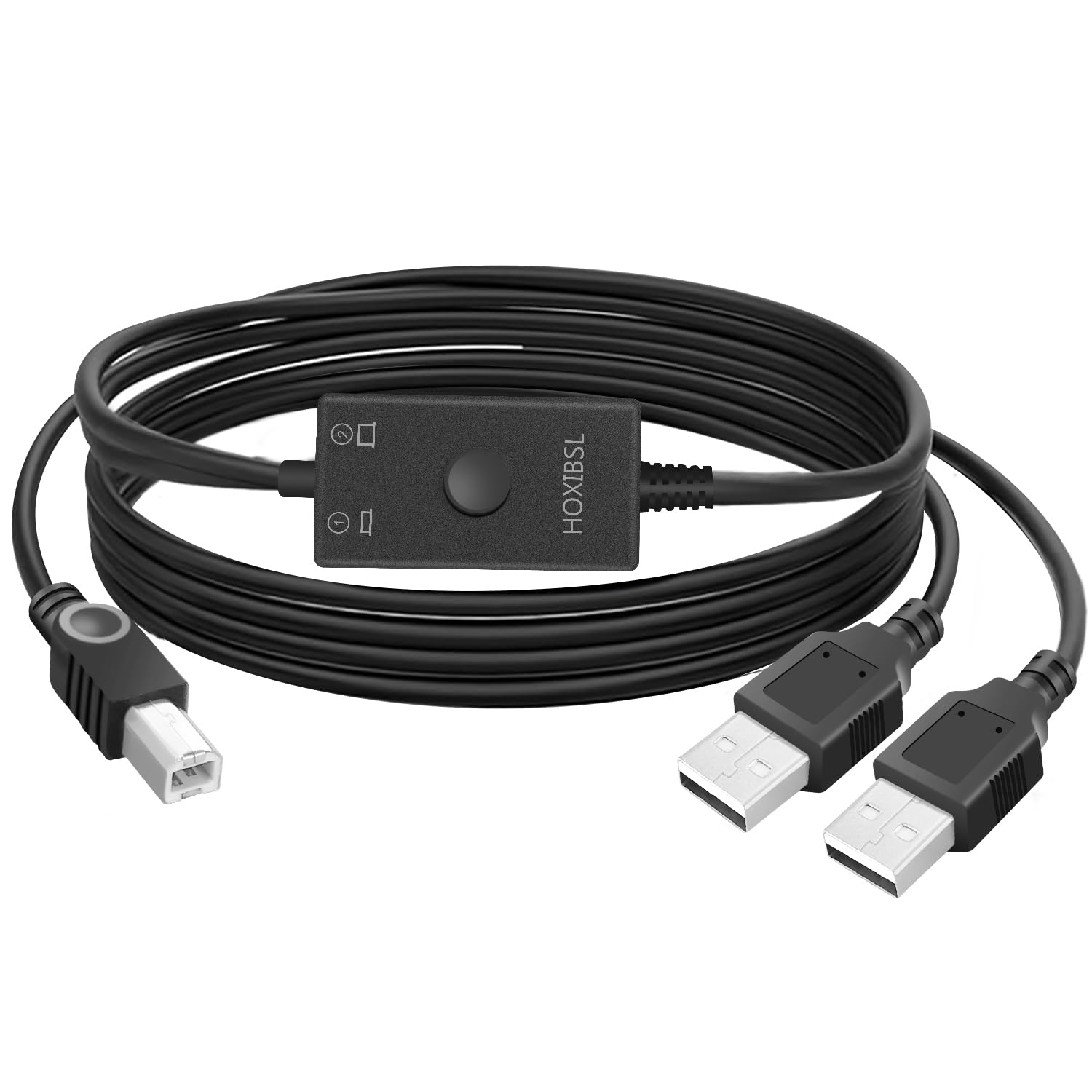 2-in-1 Printer Cable Splitter for Sharing One Printer Between Two Computers - Compatible with HP, Canon, Brother, Samsung, MacBook Pro & More - Perfect for Home Offices & Small Businesses