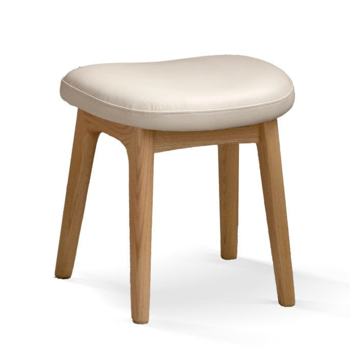 Premium Solid Oak & Black Walnut Wood Makeup Stool - Elegant Vanity Seat with Cushion for Bedroom, Dressing Room & Beauty Salon
