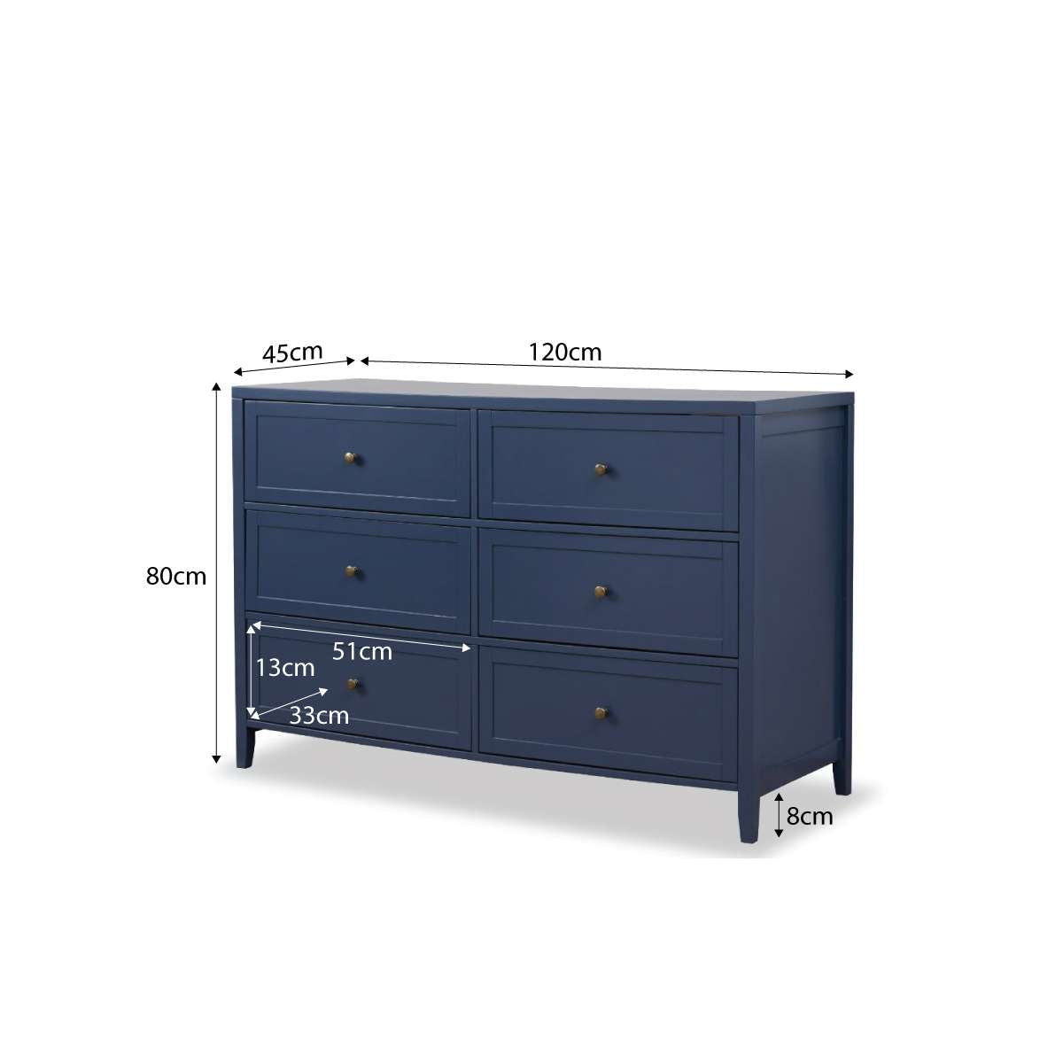 Cove Six Drawer Dresser in Midnight Black - Modern Bedroom Storage Solution for Clothes and Accessories
