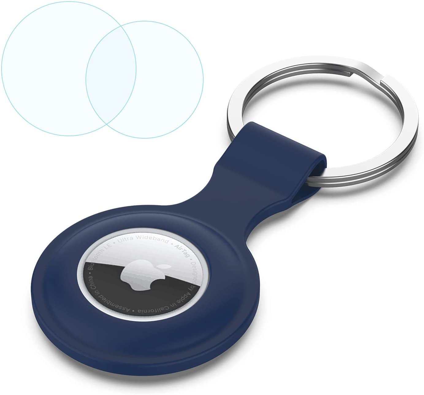 Silicone Airtag Case with Keychain - Shockproof & Anti-Scratch for Keys & Pets (Deep Blue) - Perfect for Dog Collars & Keyrings