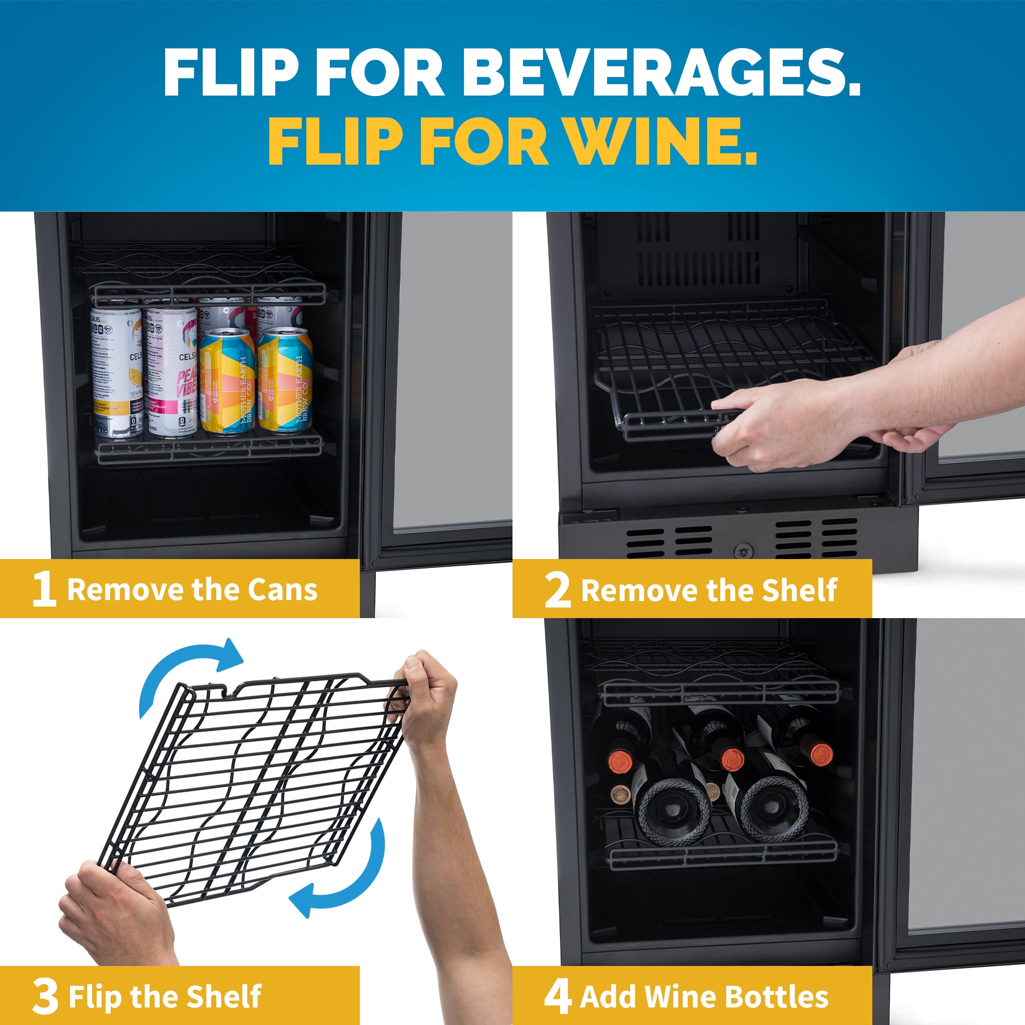 Newair® 80 Can 33 Bottle Built-In Black Beverage Refrigerator - Perfect for Home Bars, Office, and Party Drink Storage